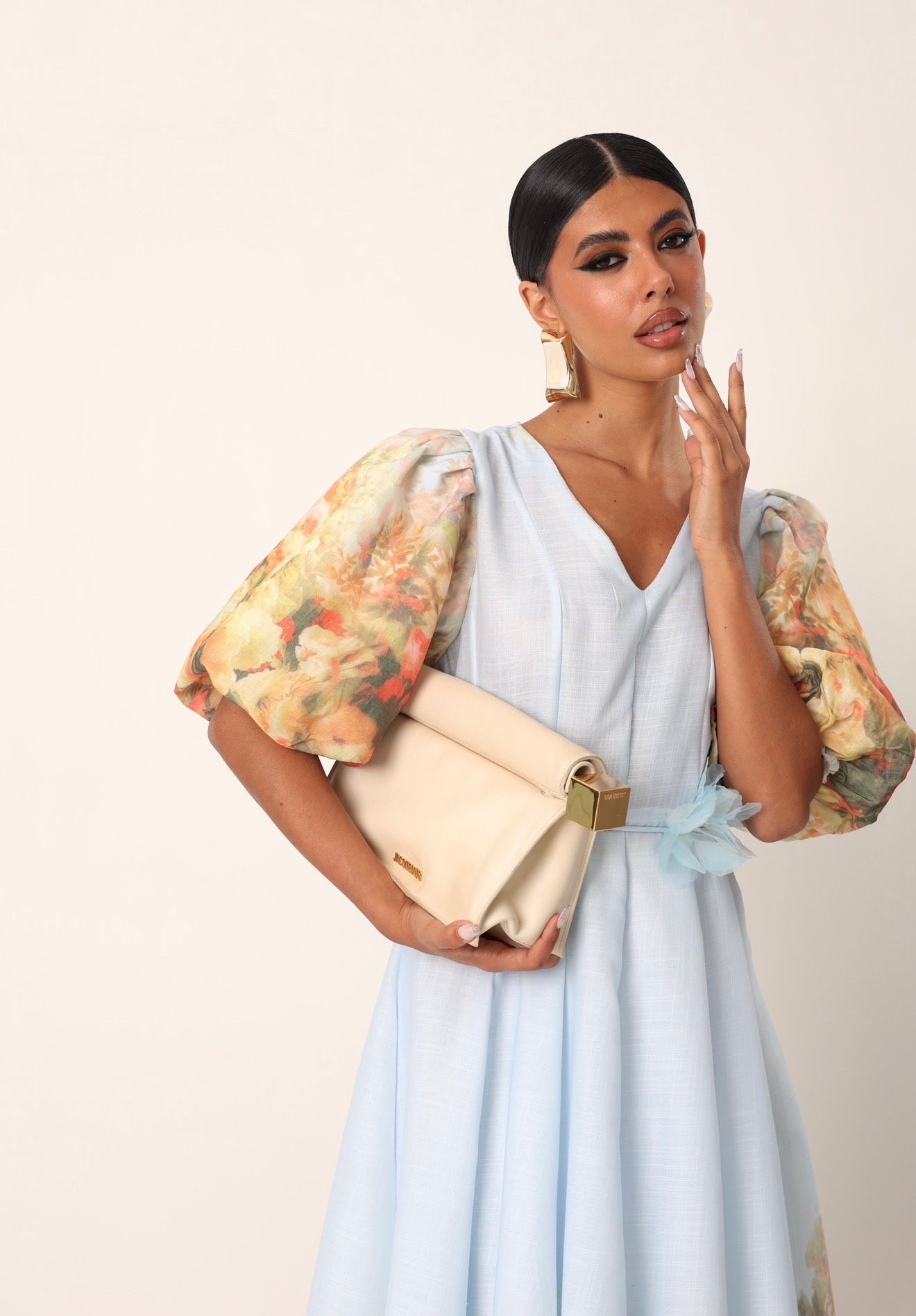 VESTITO FIORATO CARYS AZZURRO