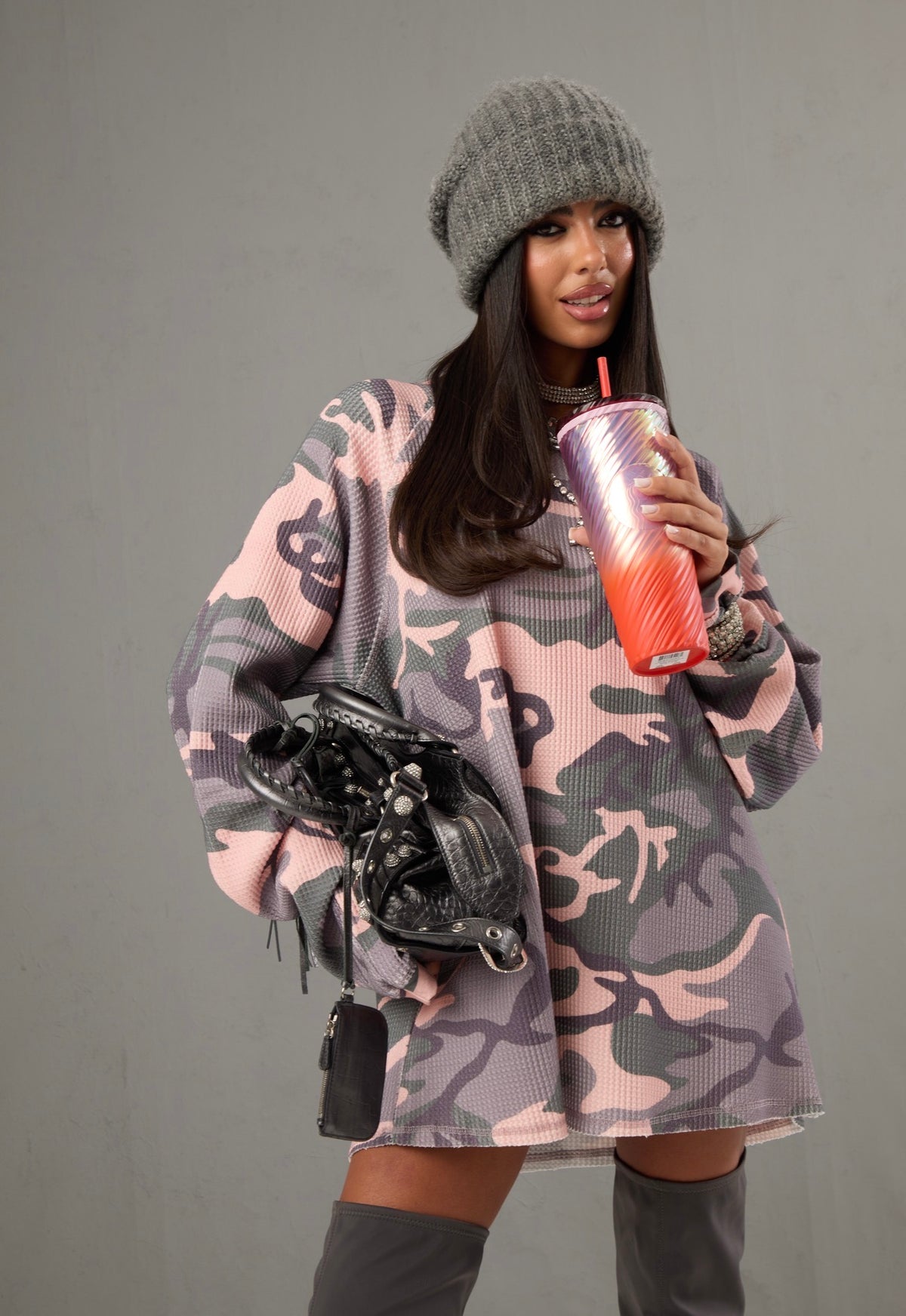 MAGLIA CAMOUFLAGE ANCILLA ROSA/LILLA