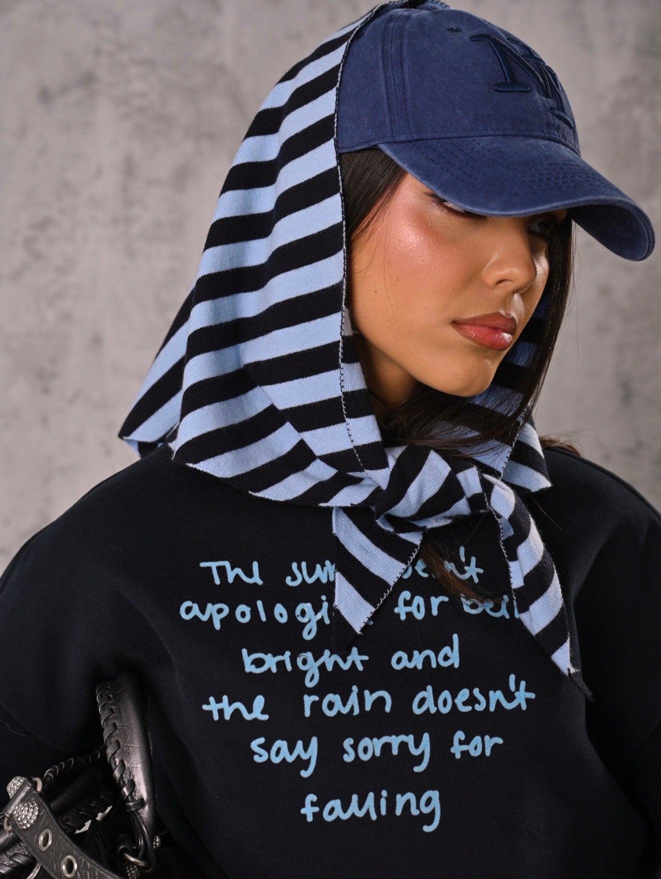 FELPA RAIN + COPRISPALLE RIGHE BLU/AZZURRA