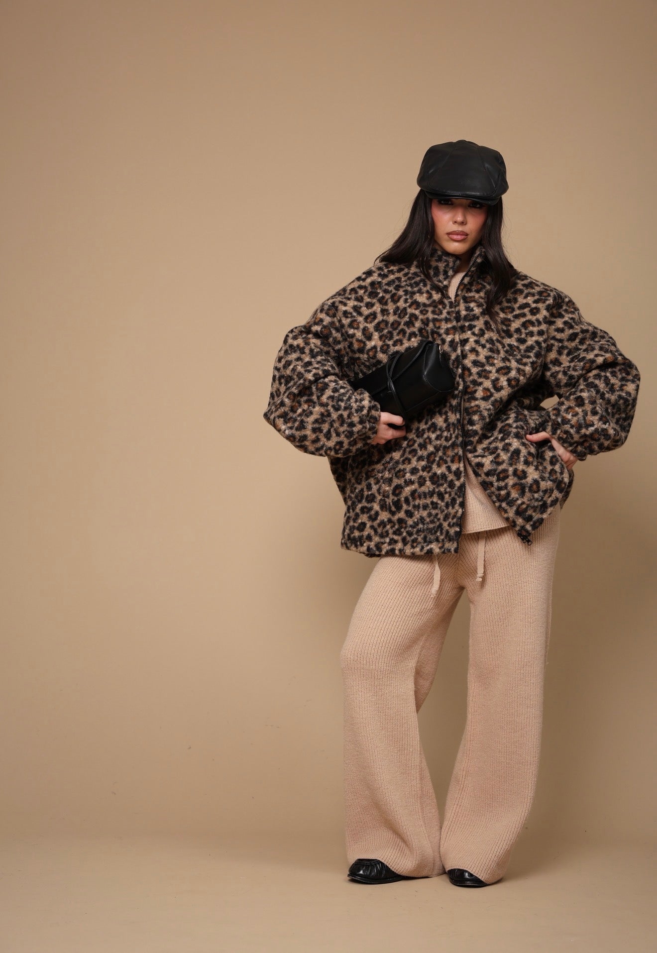 CAPPOTTINO MACULATO MAGDA BEIGE/NERO