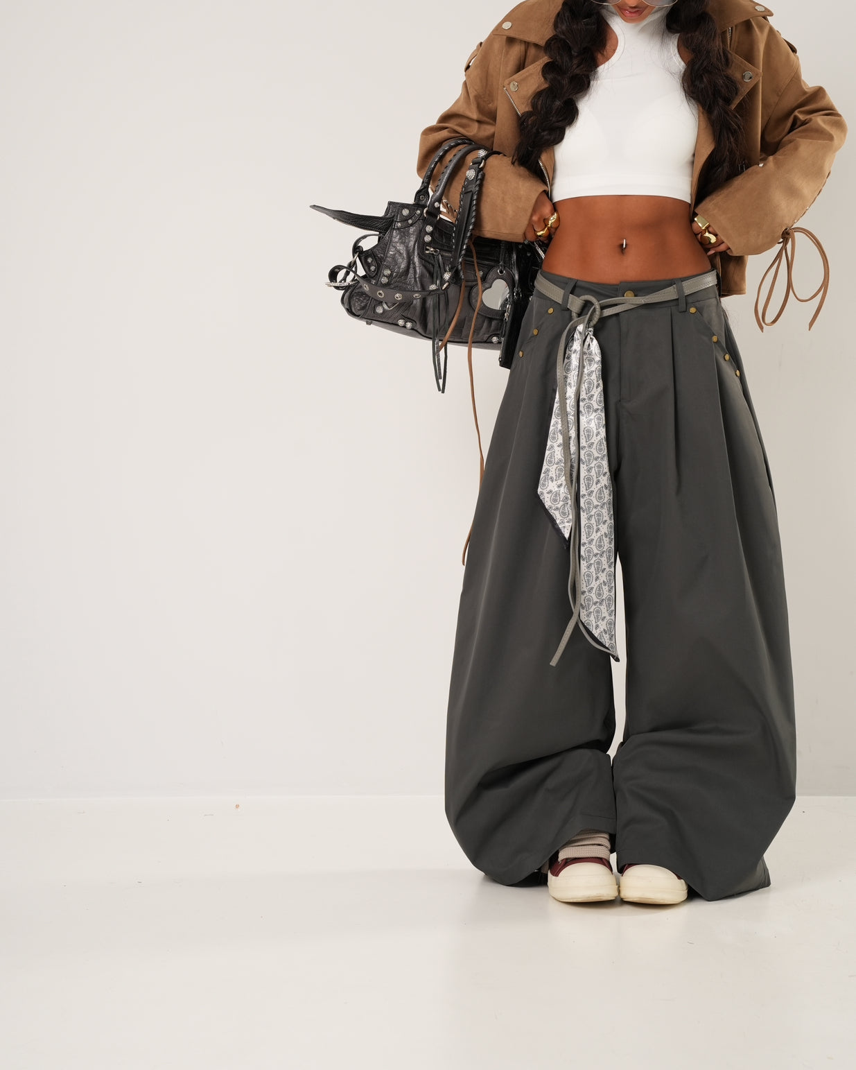 Pantaloni foulard Esme grigio antracite