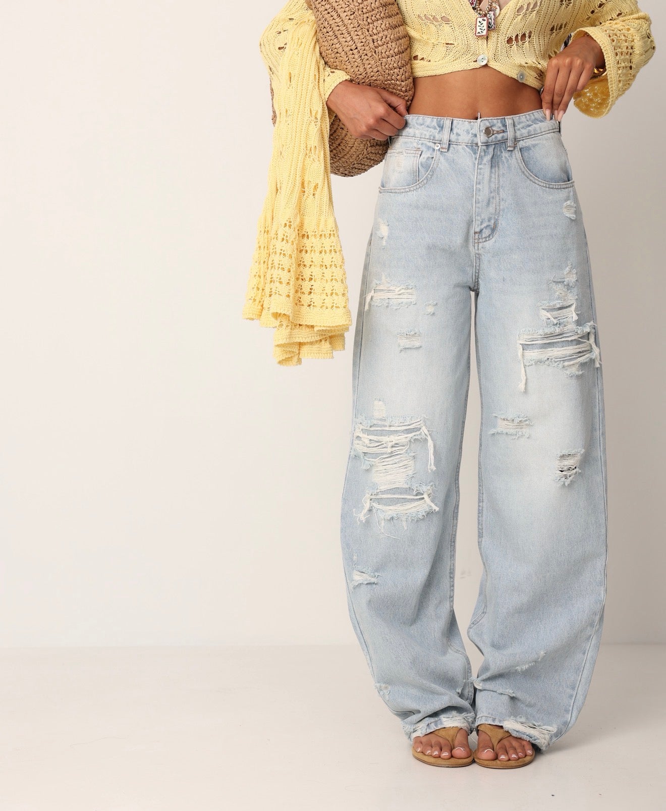 JEANS STRAPPI OLGA DENIM CHIARO