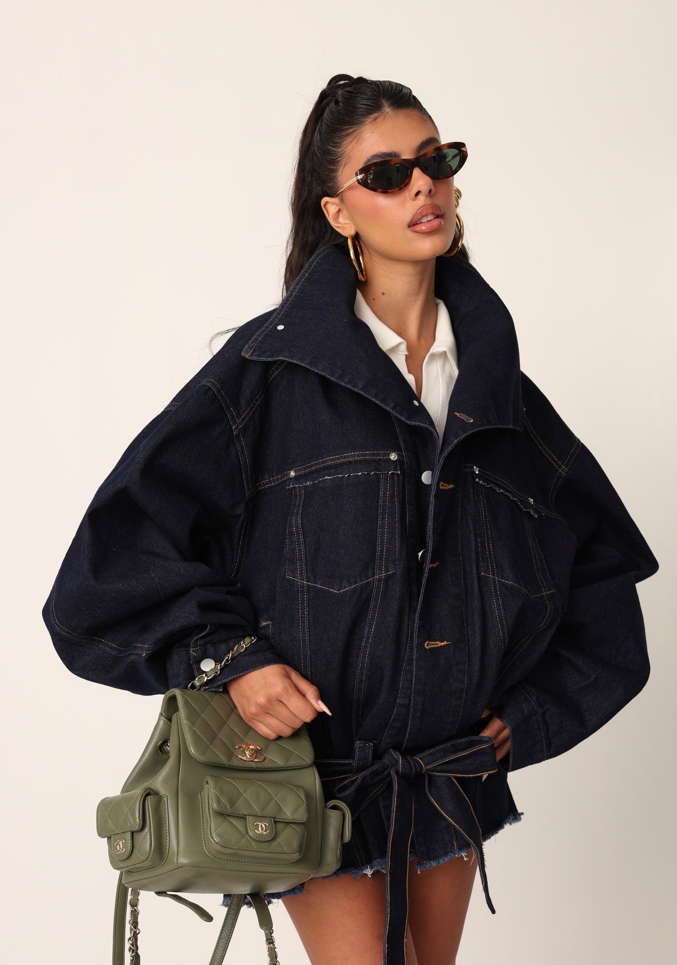 GIACCA CLAY DENIM SCURO + CINTURA