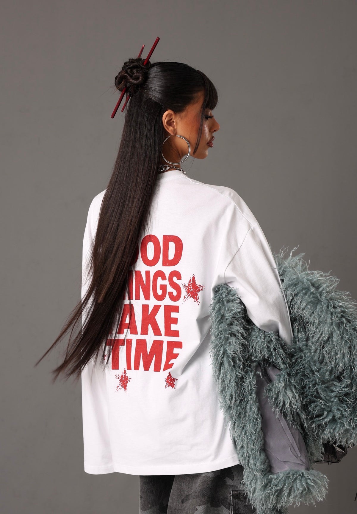 MAGLIA MANICHE LUNGHE TIME BIANCA 100% COTONE