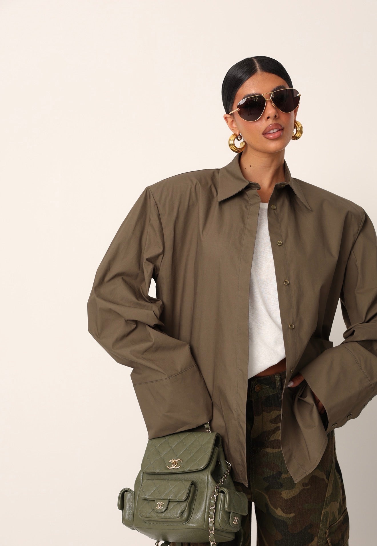 CAMICIA SPALLINE ALLEGRA VERDE MILITARE