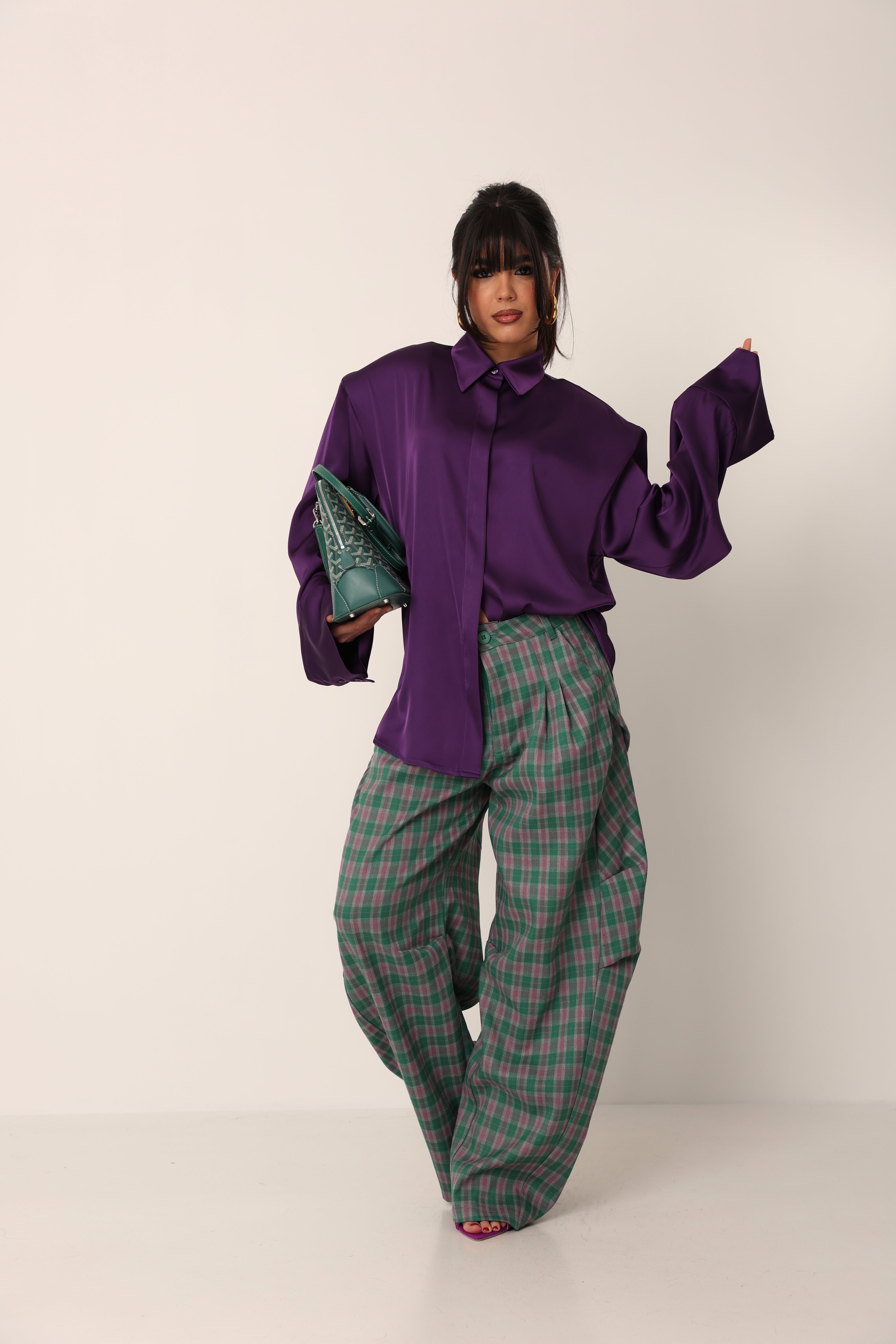 PANTALONI TARTAN RAMBLA VERDE/VIOLA
