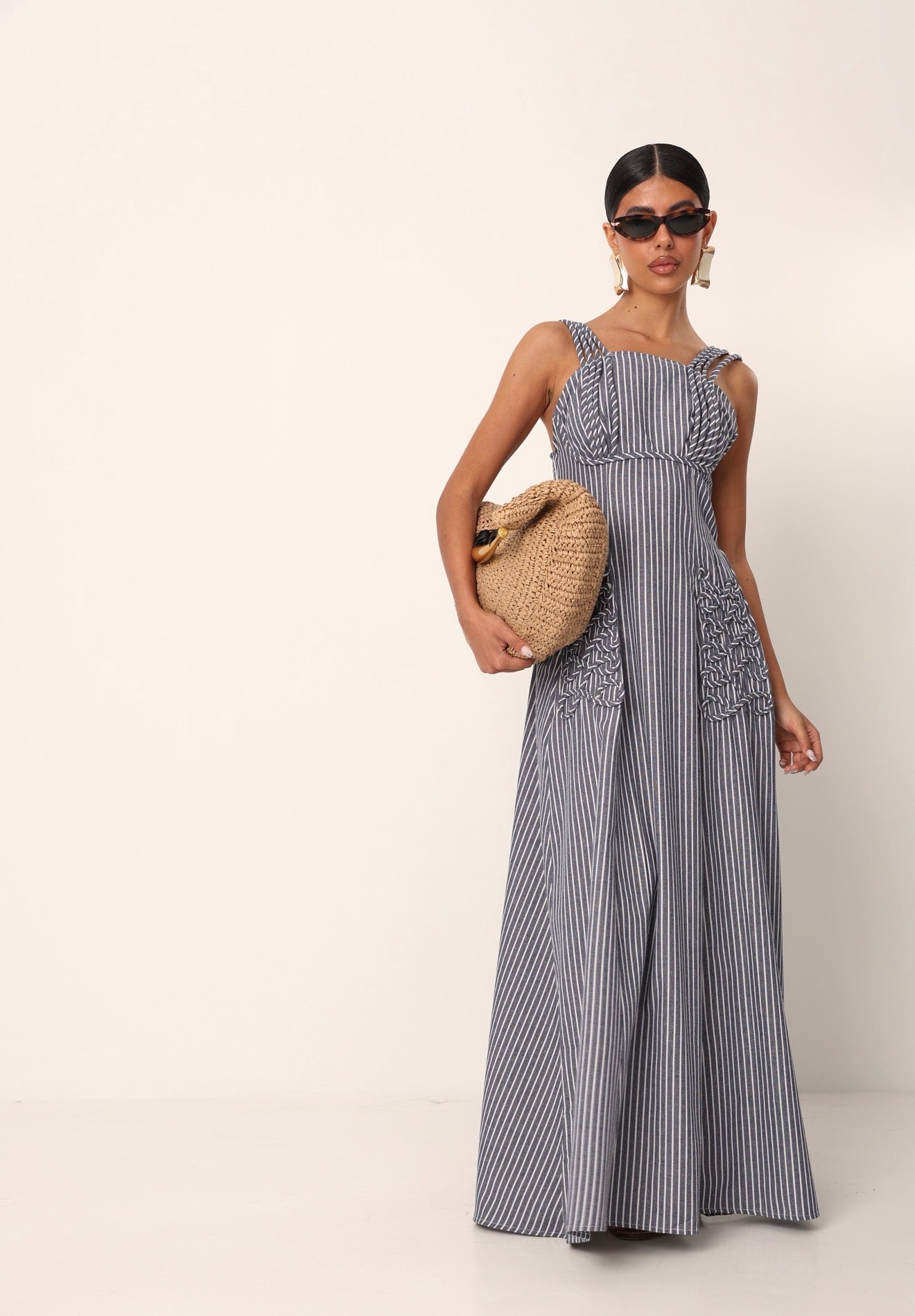 VESTITO RIGHE ELVIRA BIANCO/BLU NAVY