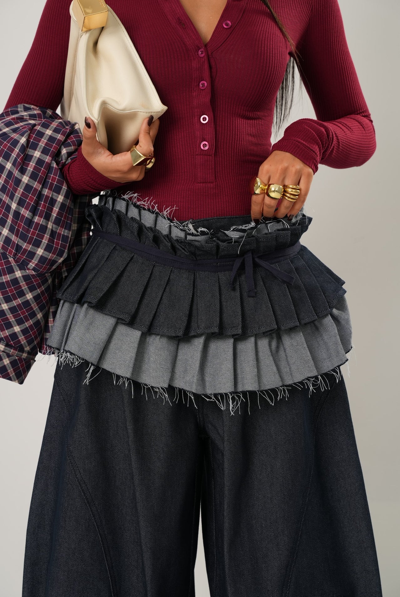 Jeans Labubu denim scuro + gonnellina