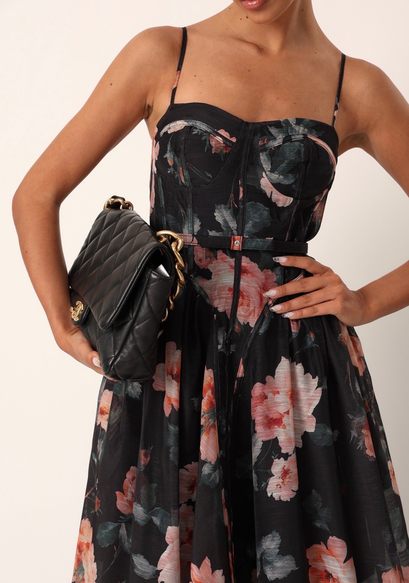 VESTITO FIORATO CALLUM NERO