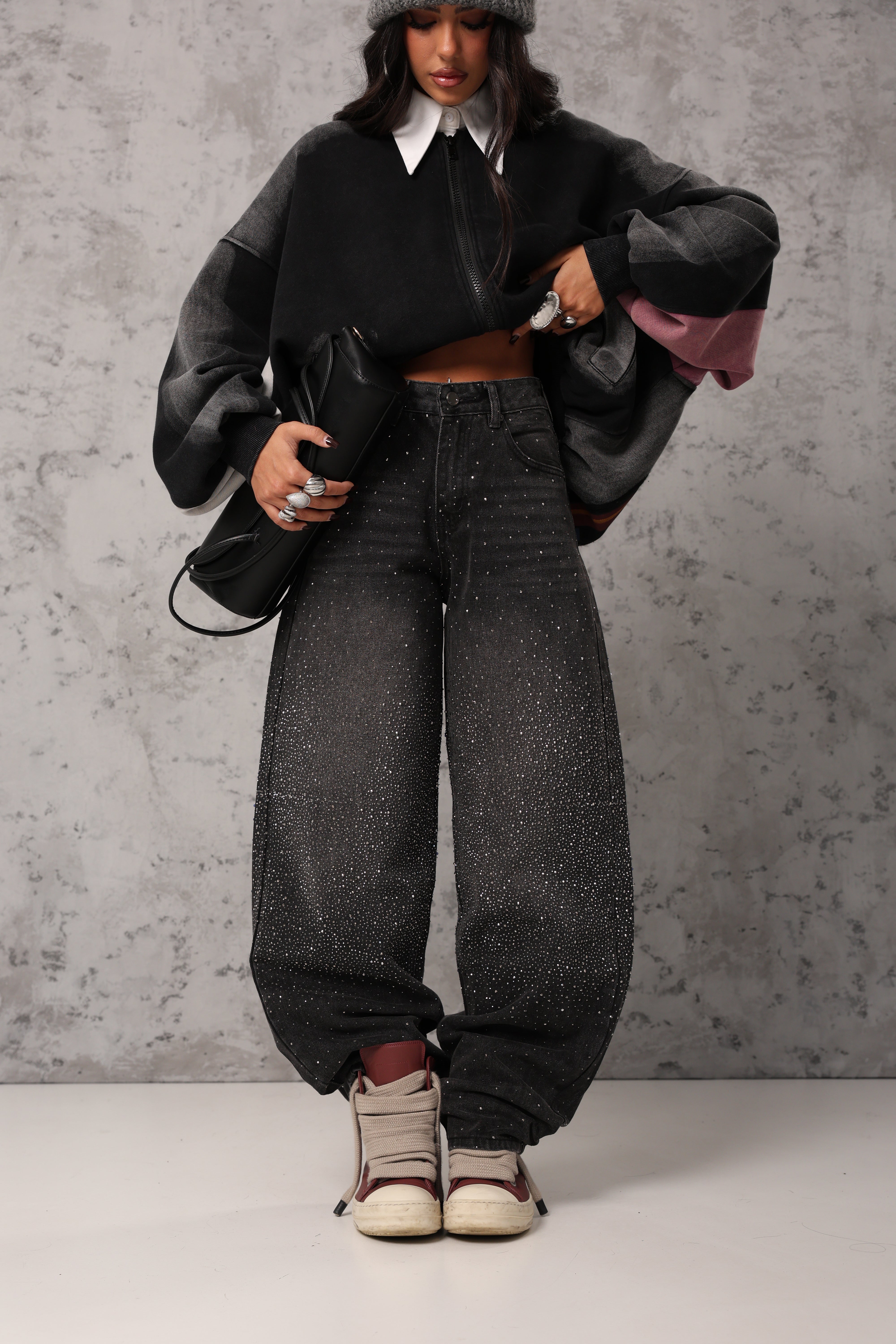 JEANS STRASS DANIMARCA DENIM NERO