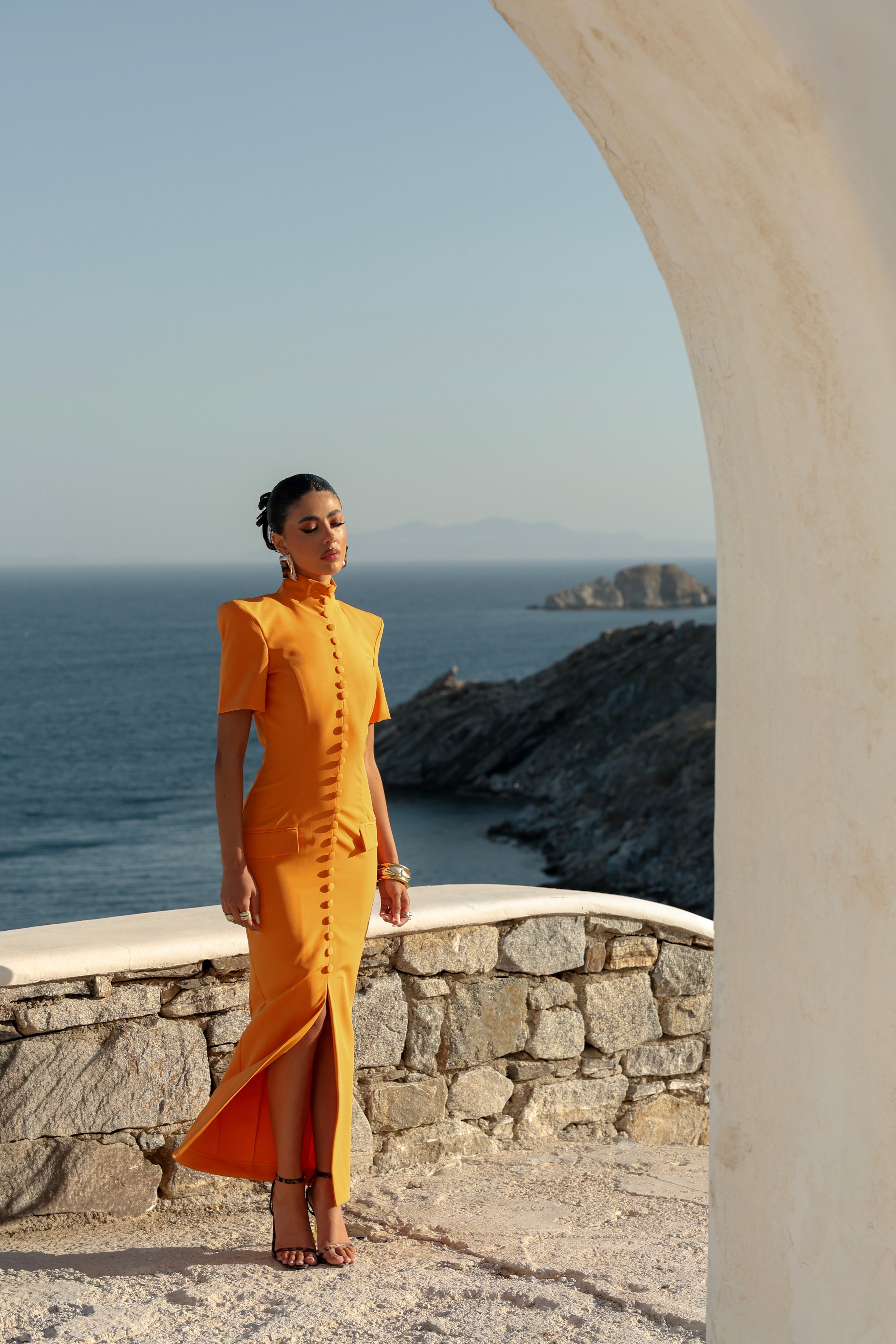 VESTITO BOTTONI KASTRO ARANCIO BY MARZIA MANGO