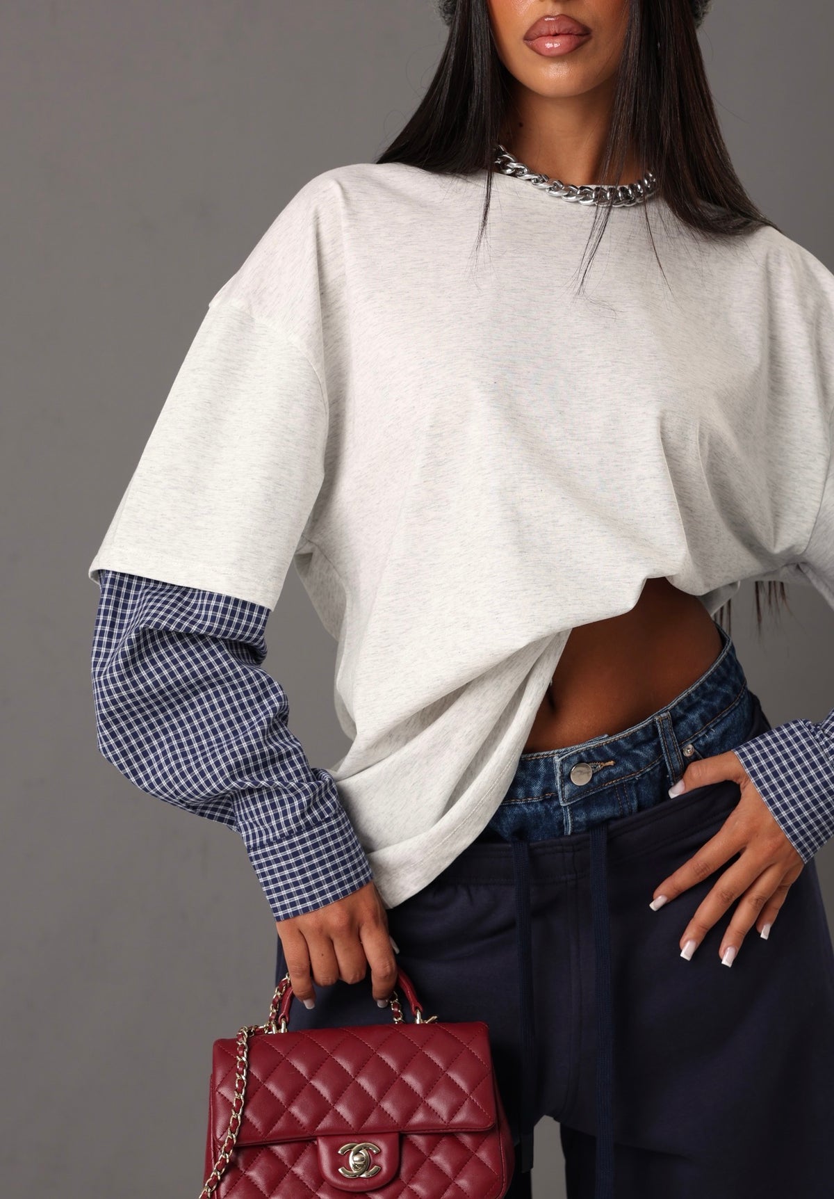 MAGLIA MANICHE CAMICIA NILÙ GRIGIA