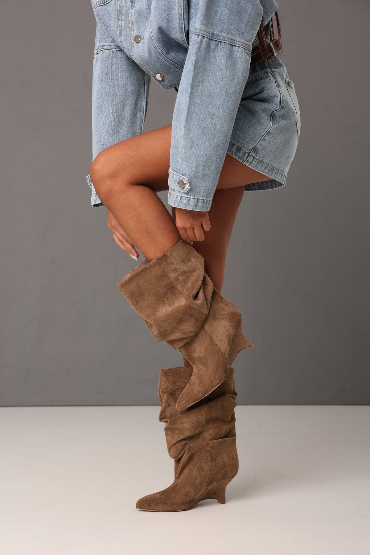 STIVALETTI ECOCAMOSCIO ARRICCIATO ALAS BEIGE