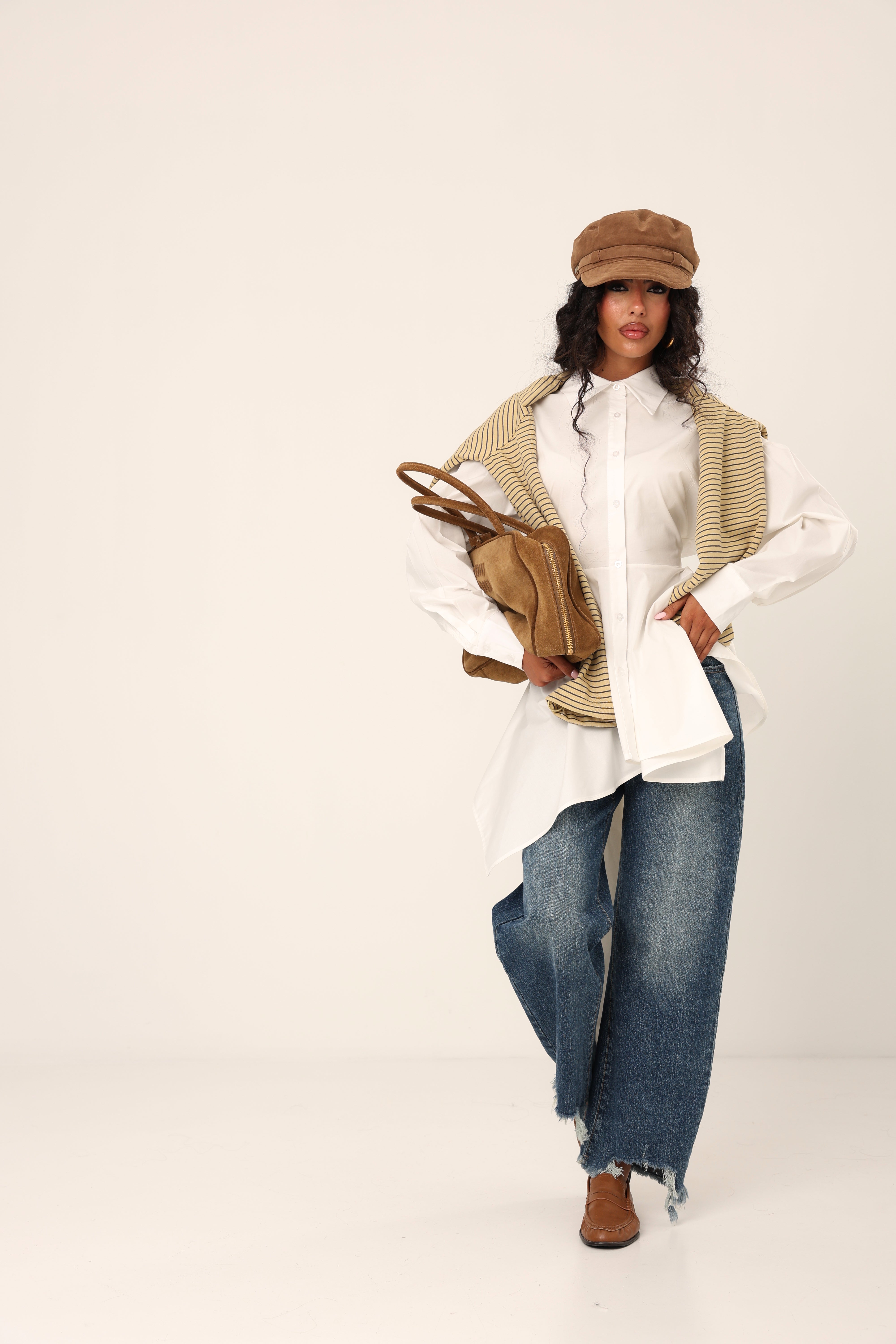 MAYA WHITE ASYMMETRIC DRESS/SHIRT BY LUMINA