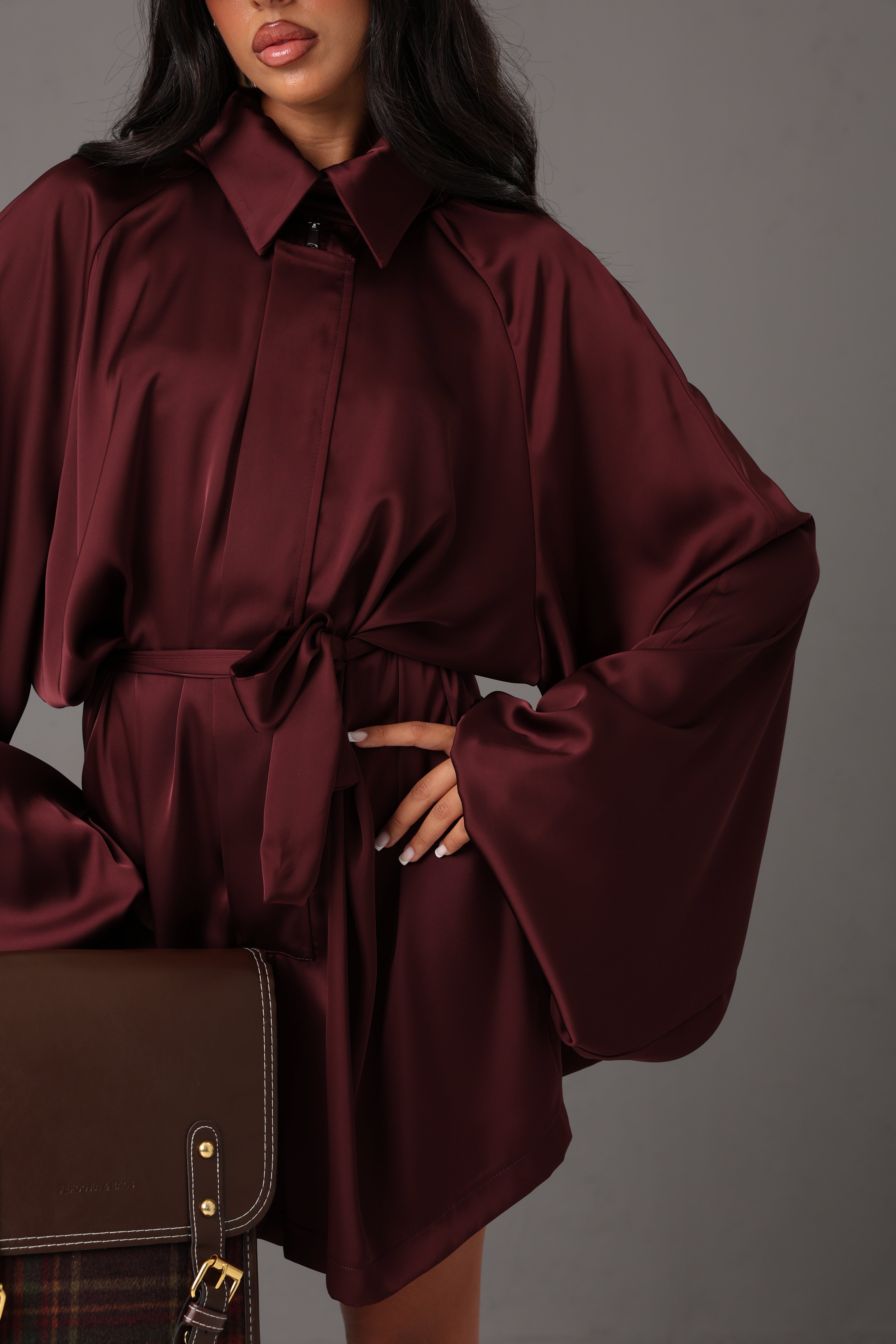 LAUREN ZIP-UP ONESIE + BURGUNDY BELT