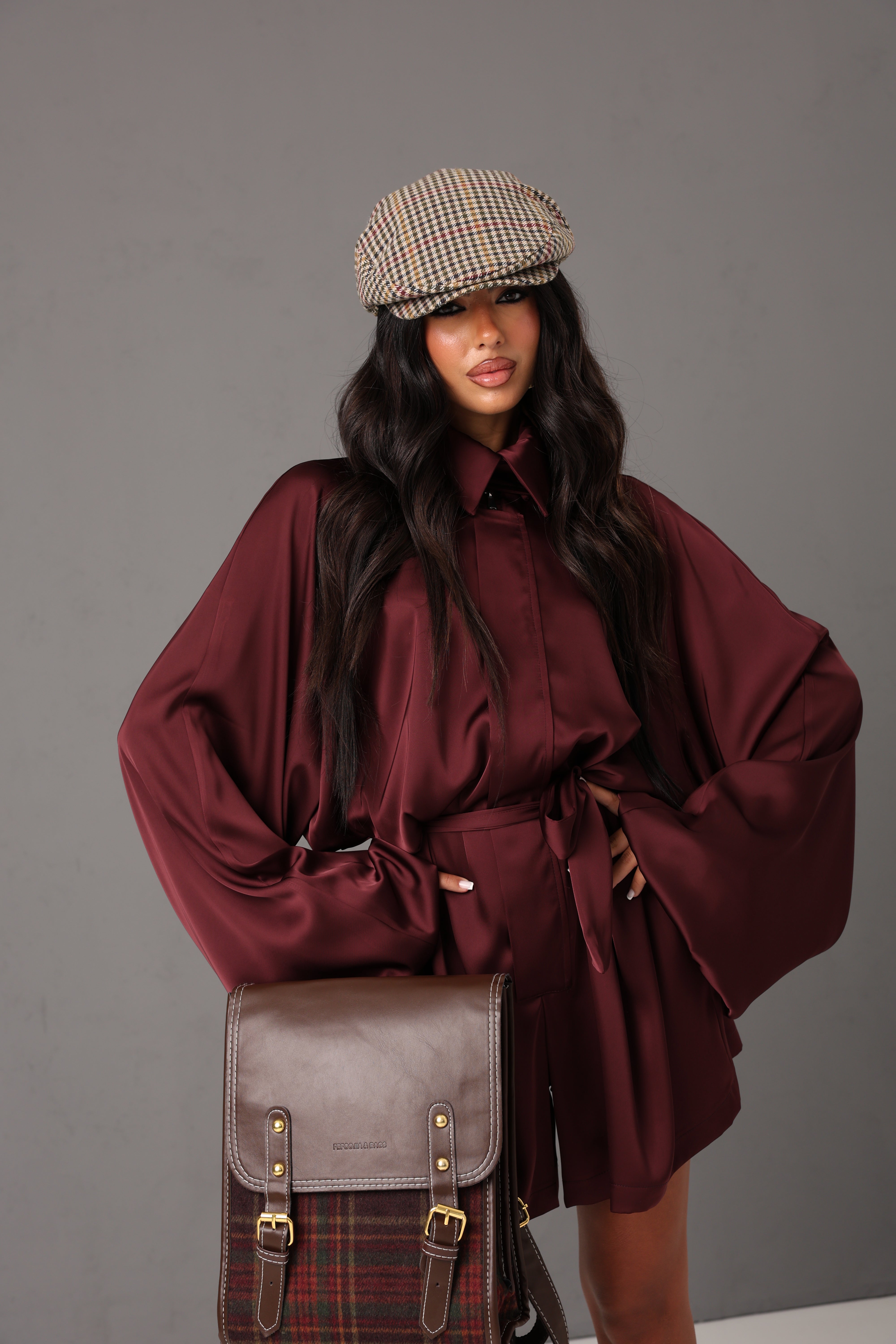 LAUREN ZIP-UP ONESIE + BURGUNDY BELT
