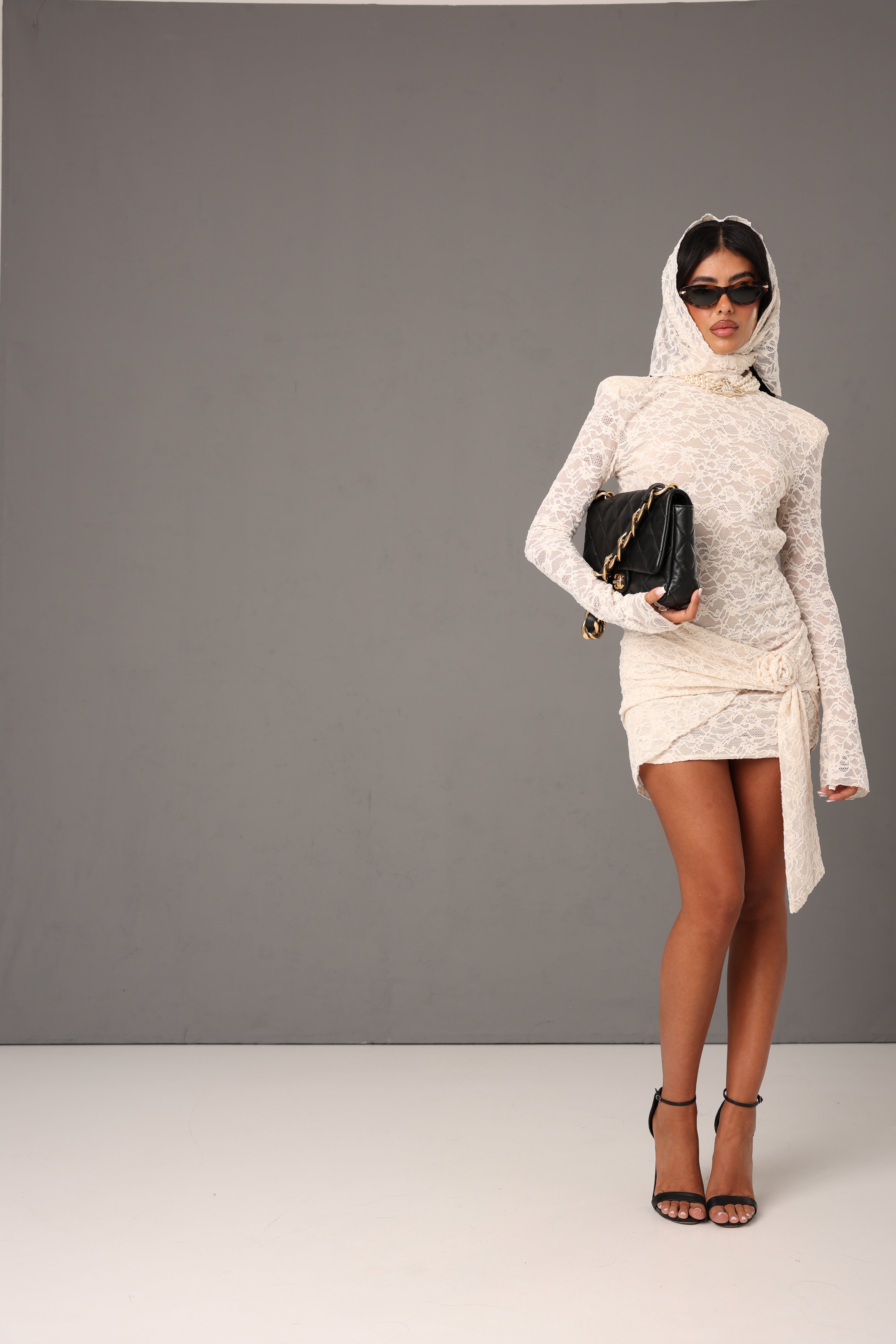 CASSANDRA LACE DRESS CREAM + SCARF