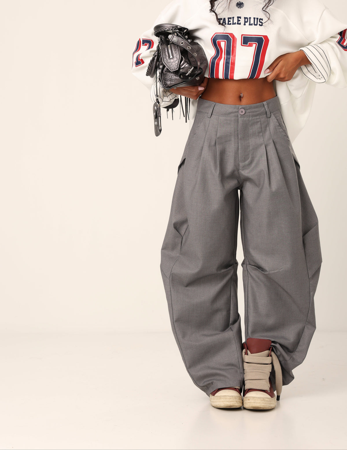 PANTALONI PUFFY GRIGIO CHIARO