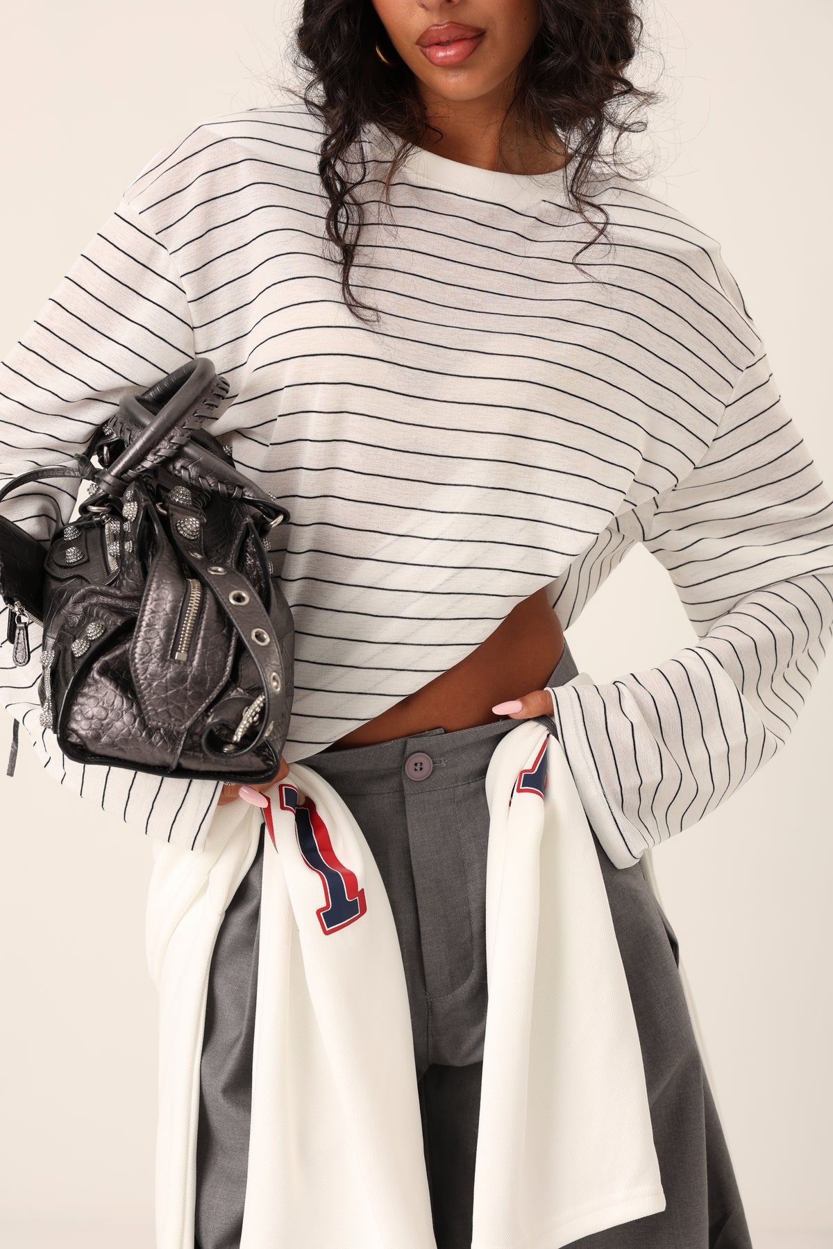 MAGLIA RIGHE JOIA BIANCA 100% COTONE