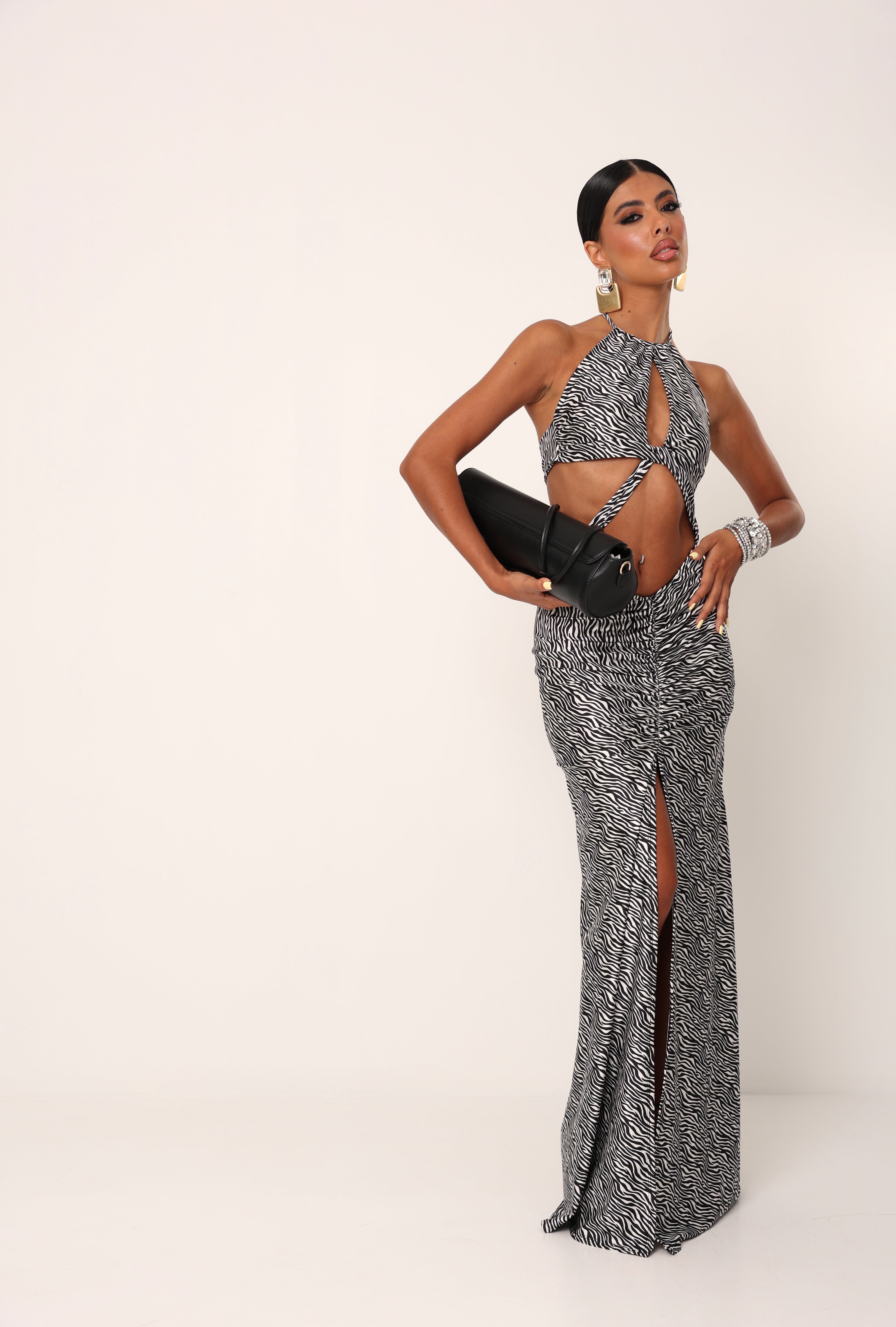 VESTITO CUT-OUT FUNNY ZEBRATO B/W
