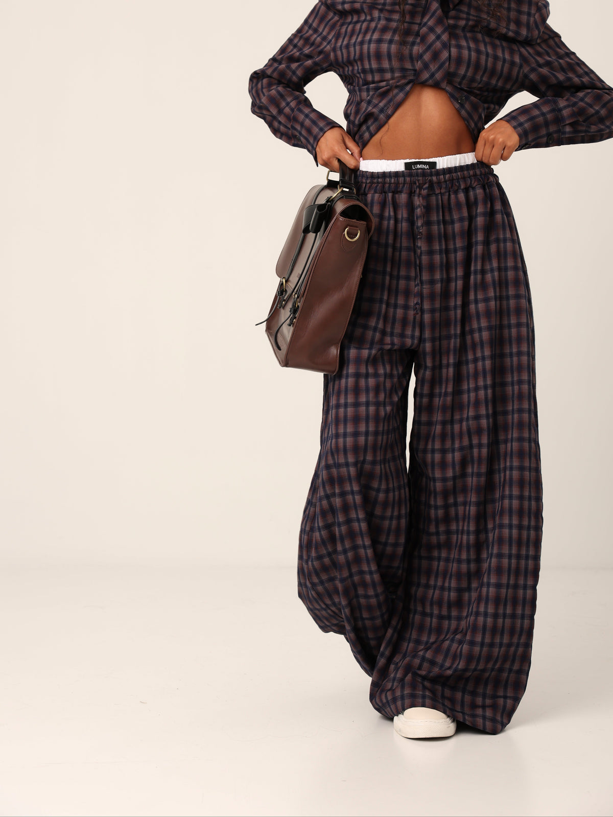 PANTALONI TARTAN ADA BLU BY LUMINA
