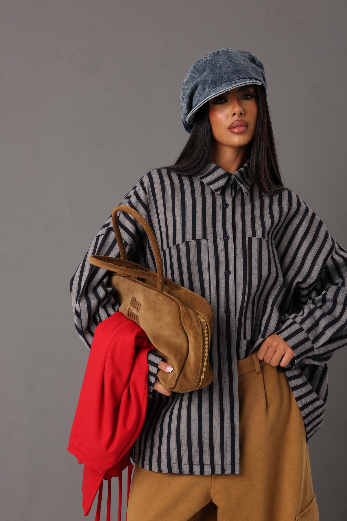CAMICIONE RIGHE KARMEN EFFETTO DENIM