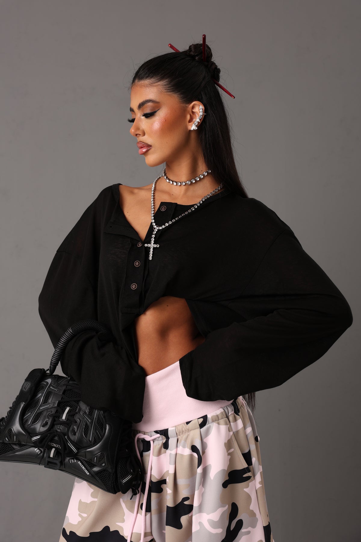 MAGLIA BOTTONI VALENTINA NERA