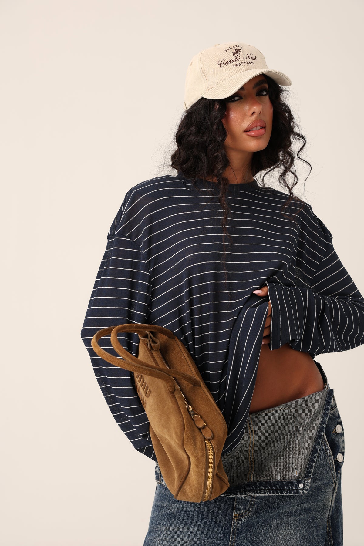 MAGLIA RIGHE JOIA NAVY 100% COTONE