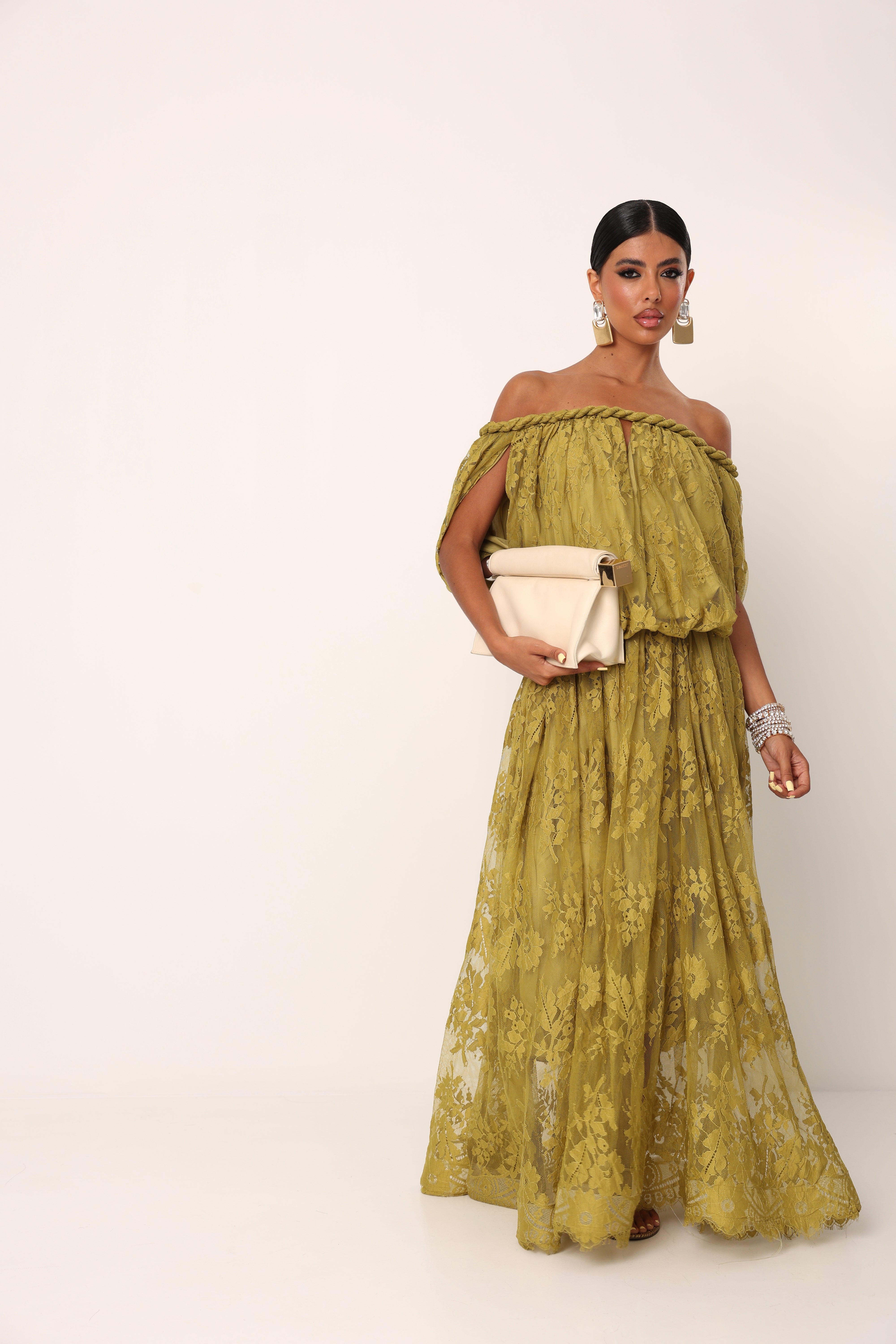 VESTITO PIZZO ATUM PISTACCHIO 100% COTONE