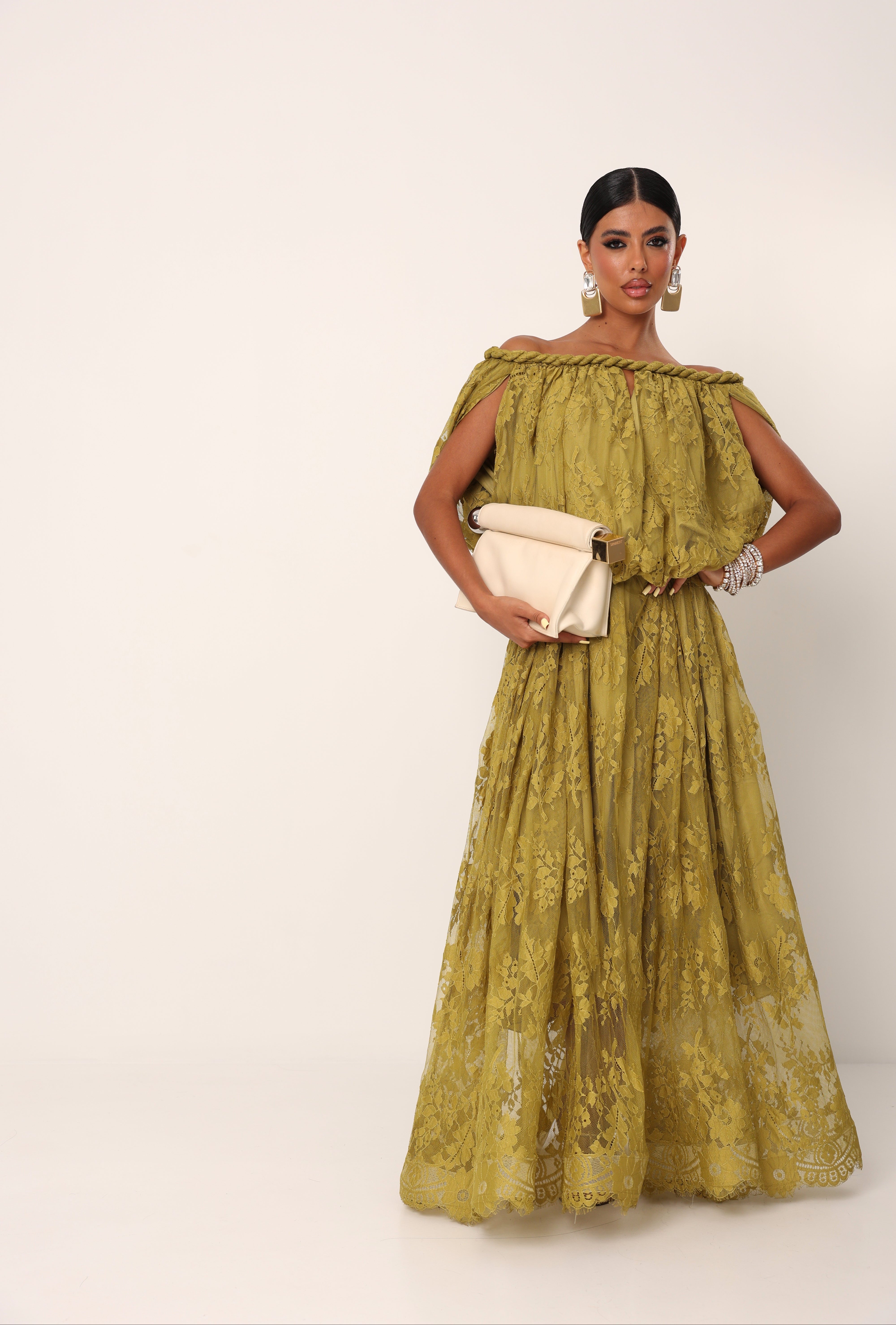 VESTITO PIZZO ATUM PISTACCHIO 100% COTONE