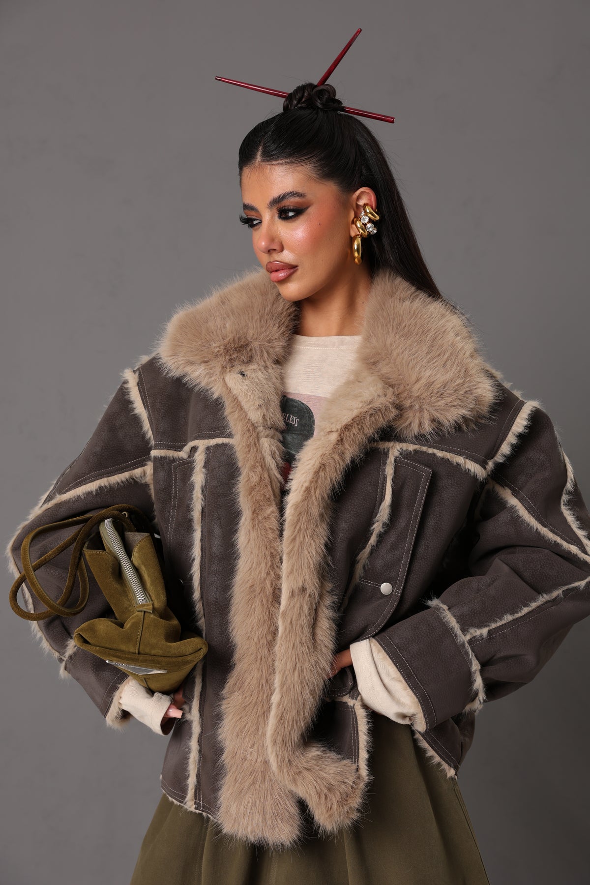 MONTONE ERMY MARRONE/BEIGE
