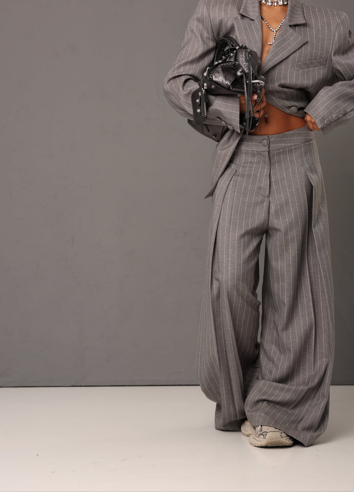PANTALONI GESSATI WEDNESDAY GRIGI BY MARZIA MANGO