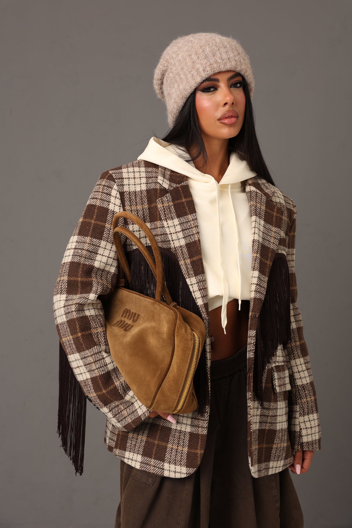 BLAZER TARTAN MAISIE MARRONE BY LUMINA