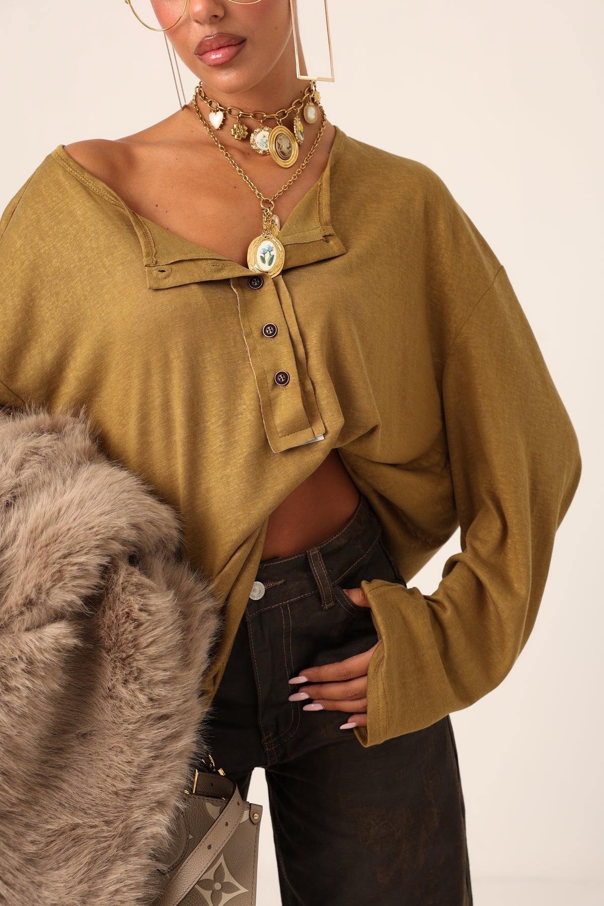 MAGLIETTINA BOTTONCINI MERY KHAKI