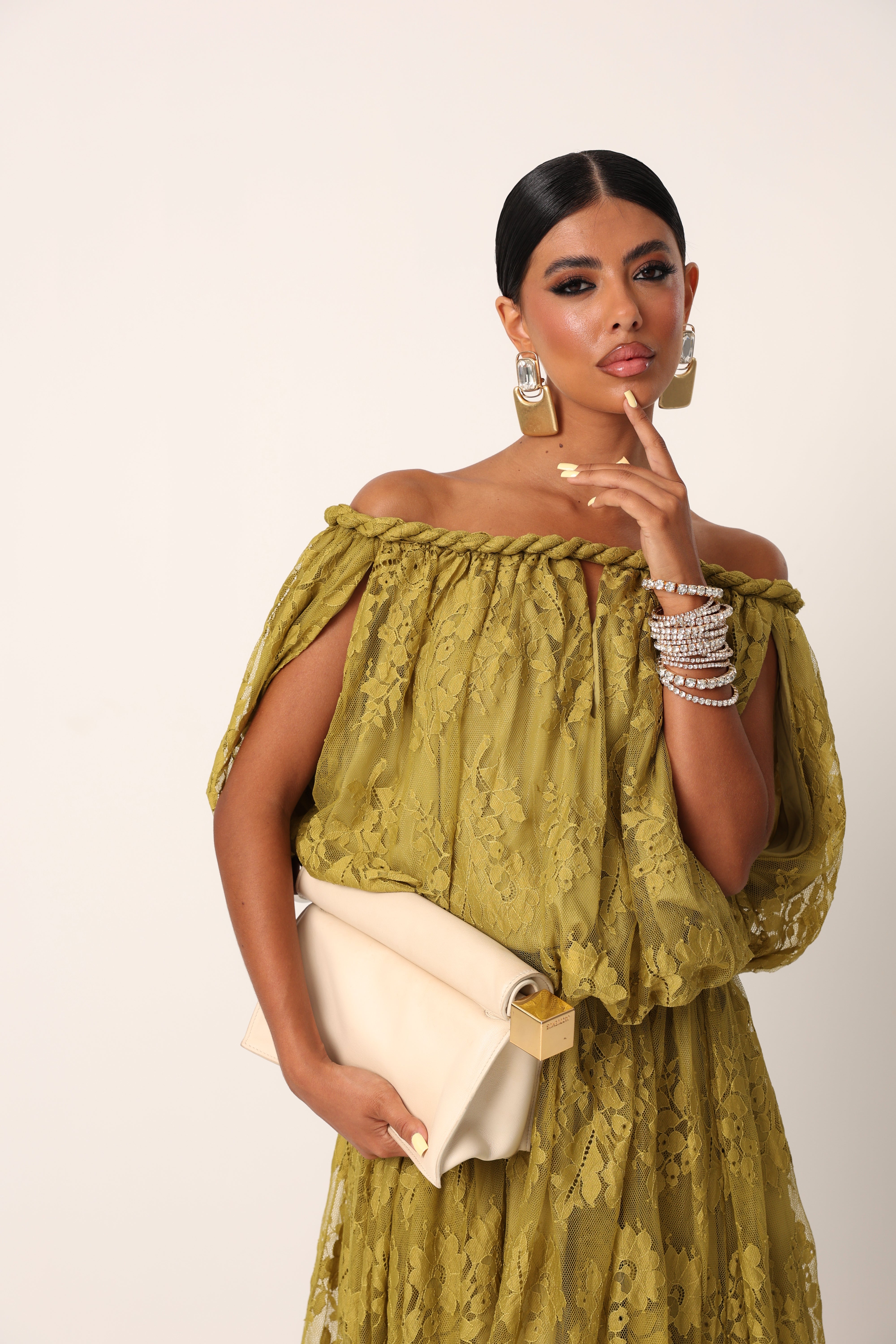VESTITO PIZZO ATUM PISTACCHIO 100% COTONE