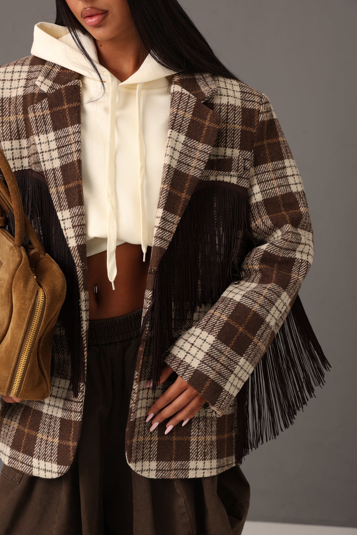 BLAZER TARTAN MAISIE MARRONE BY LUMINA