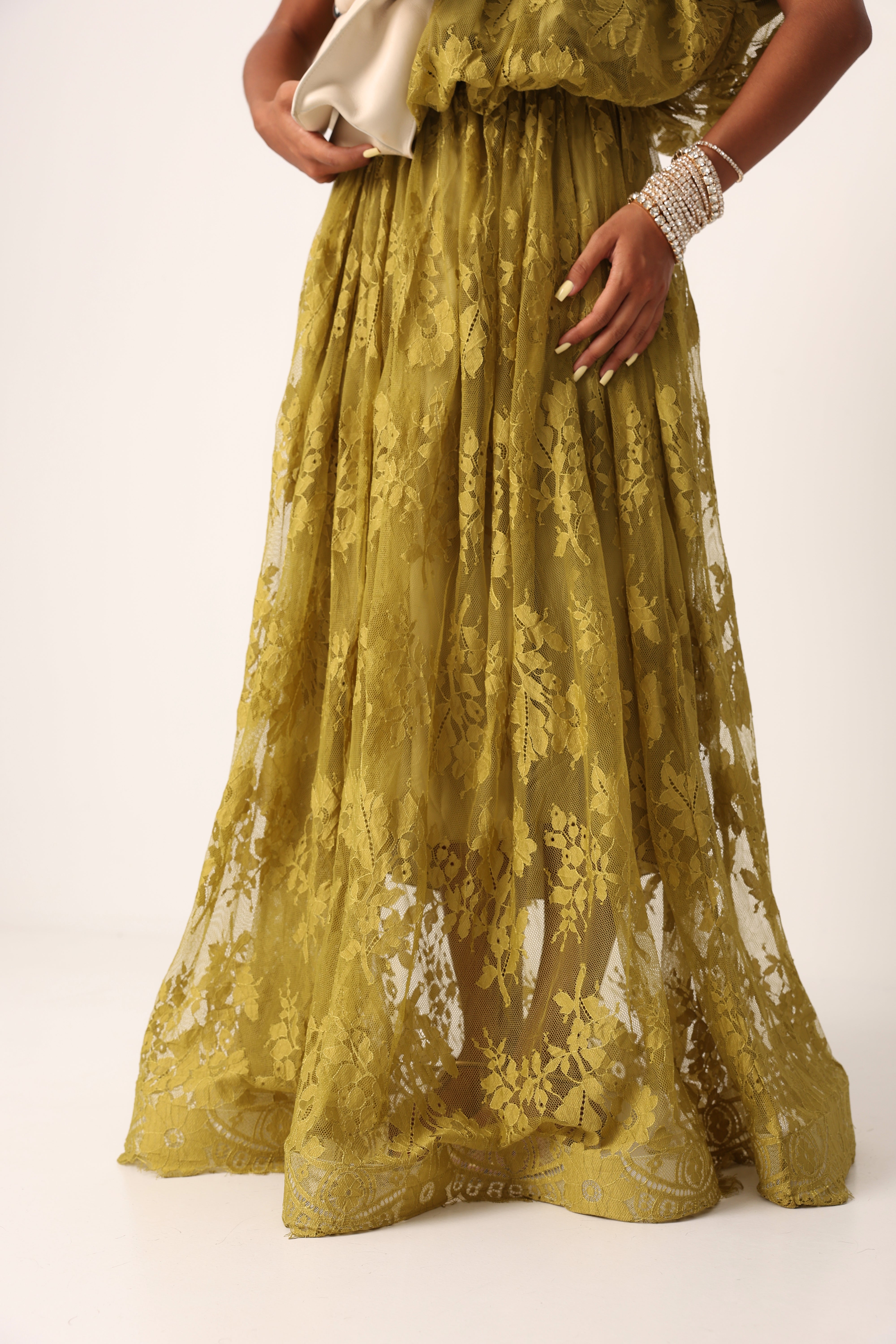 VESTITO PIZZO ATUM PISTACCHIO 100% COTONE