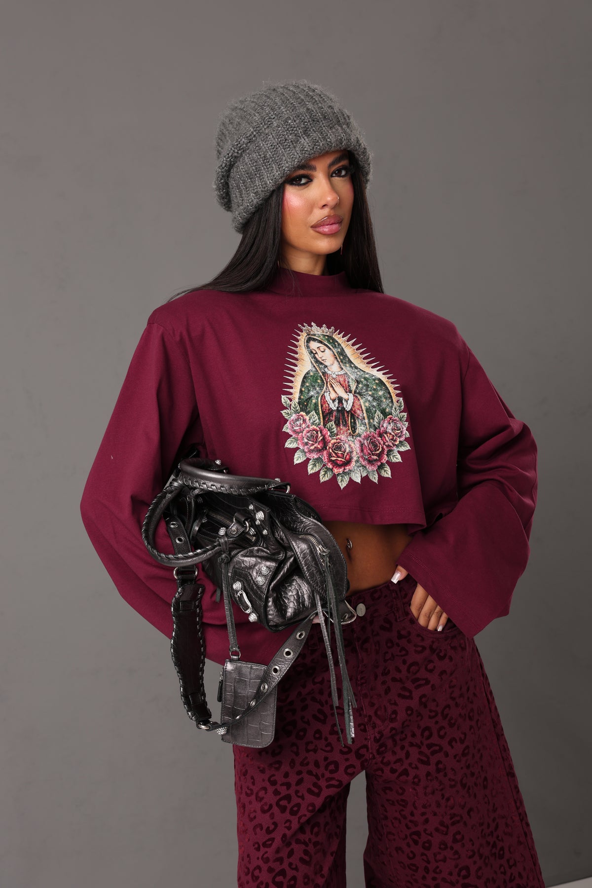MAGLIA MANICHE LUNGHE PRAY BORDEAUX