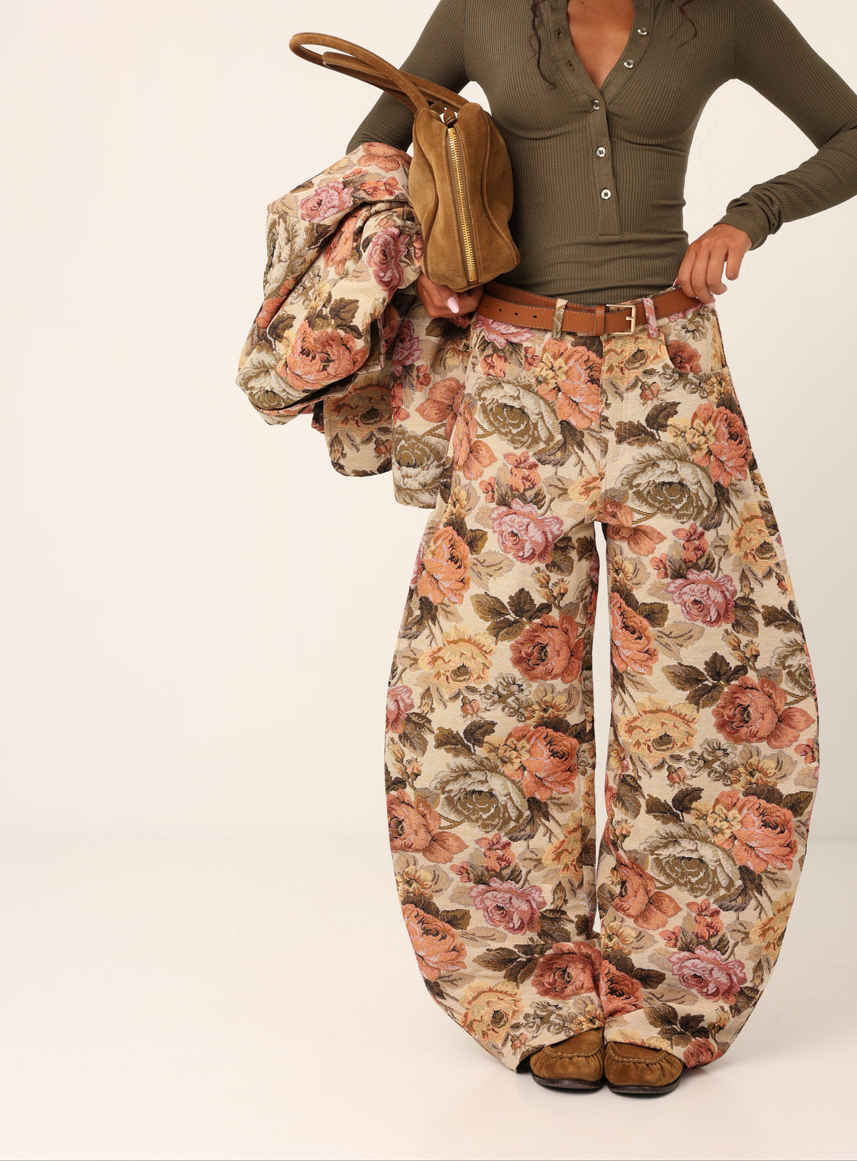 PANTALONI FIORATI ABISKO BEIGE BY LUMINA