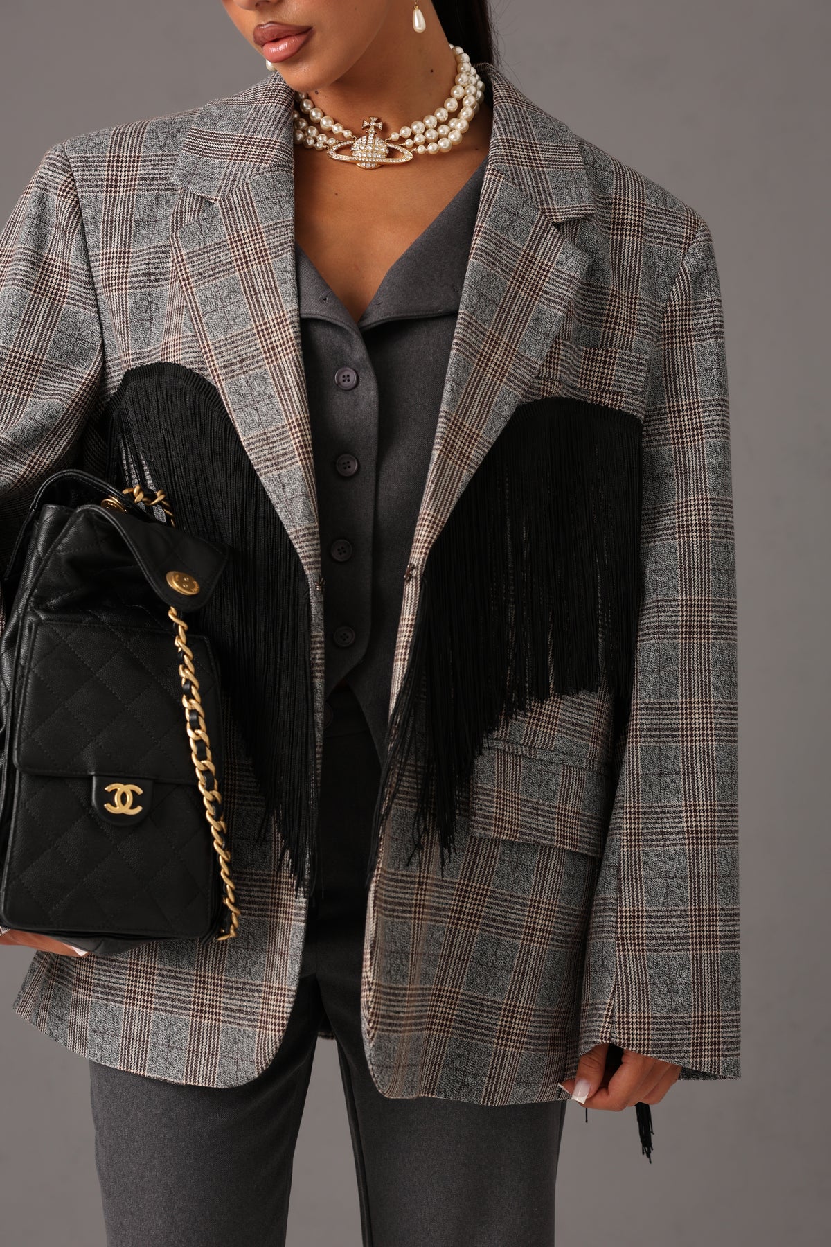 BLAZER TARTAN MABEL GRIGIO BY LUMINA