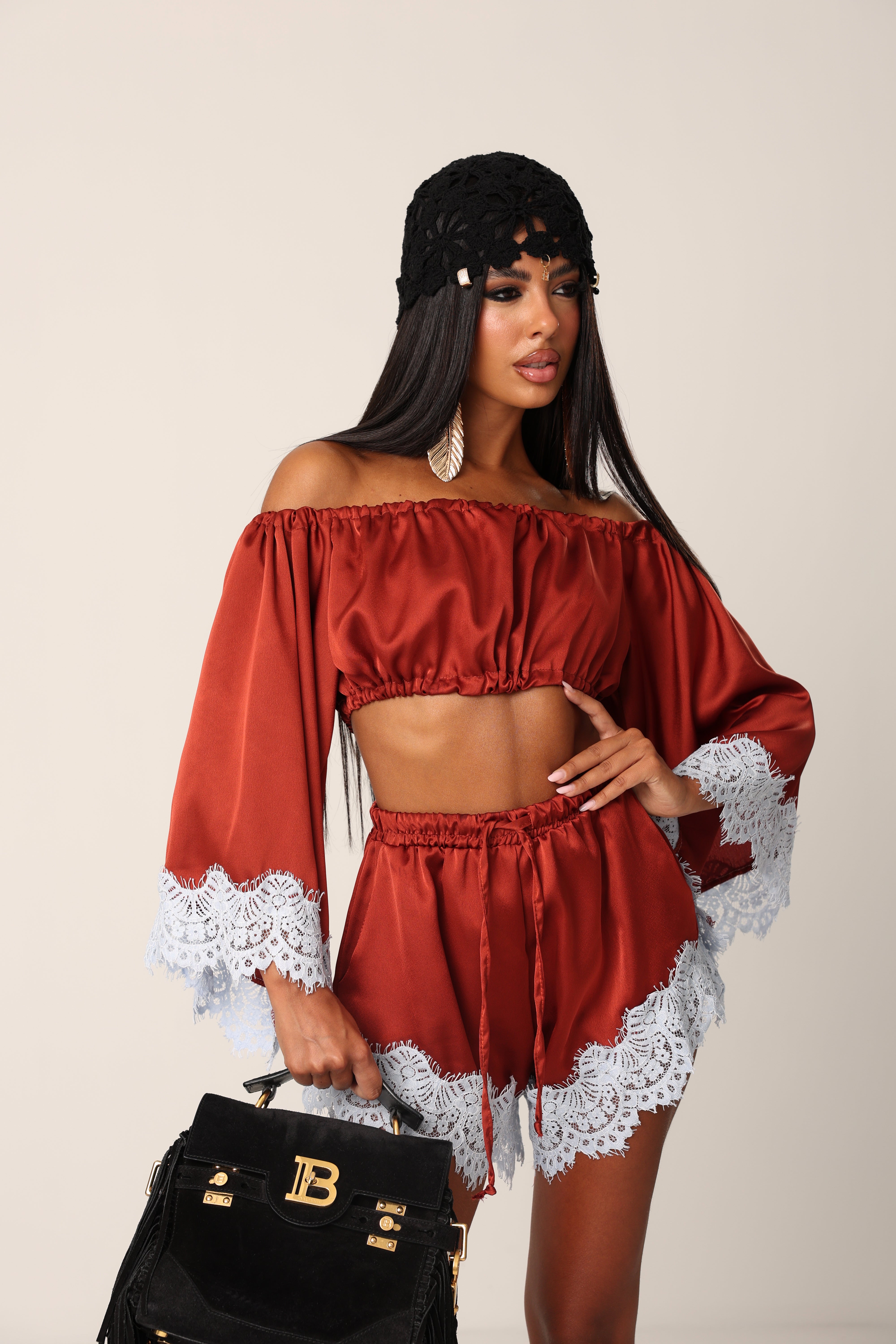 COORDINATO PIZZO DAKOTA RUGGINE/AZZURRO