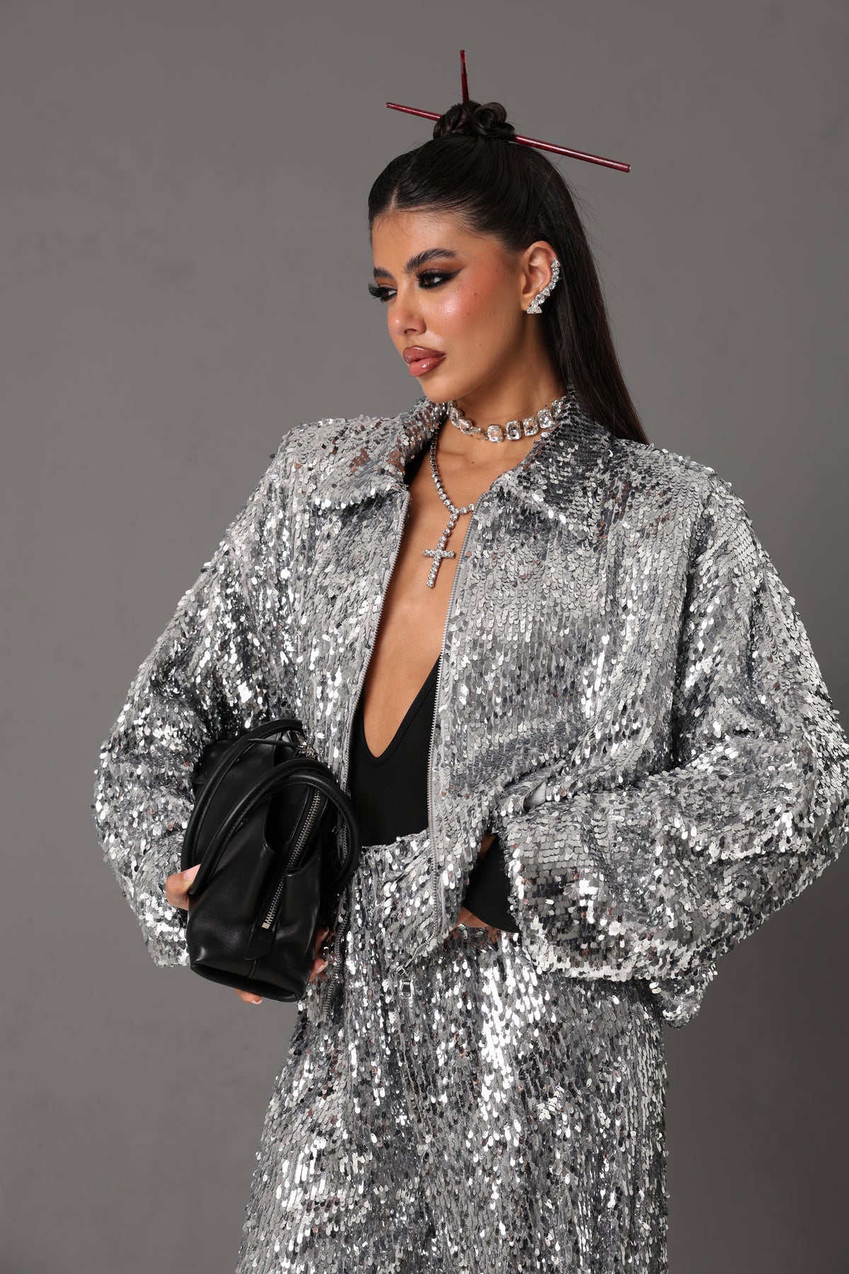 BOMBER PAILLETTES SUSIE SILVER BY LUMINA