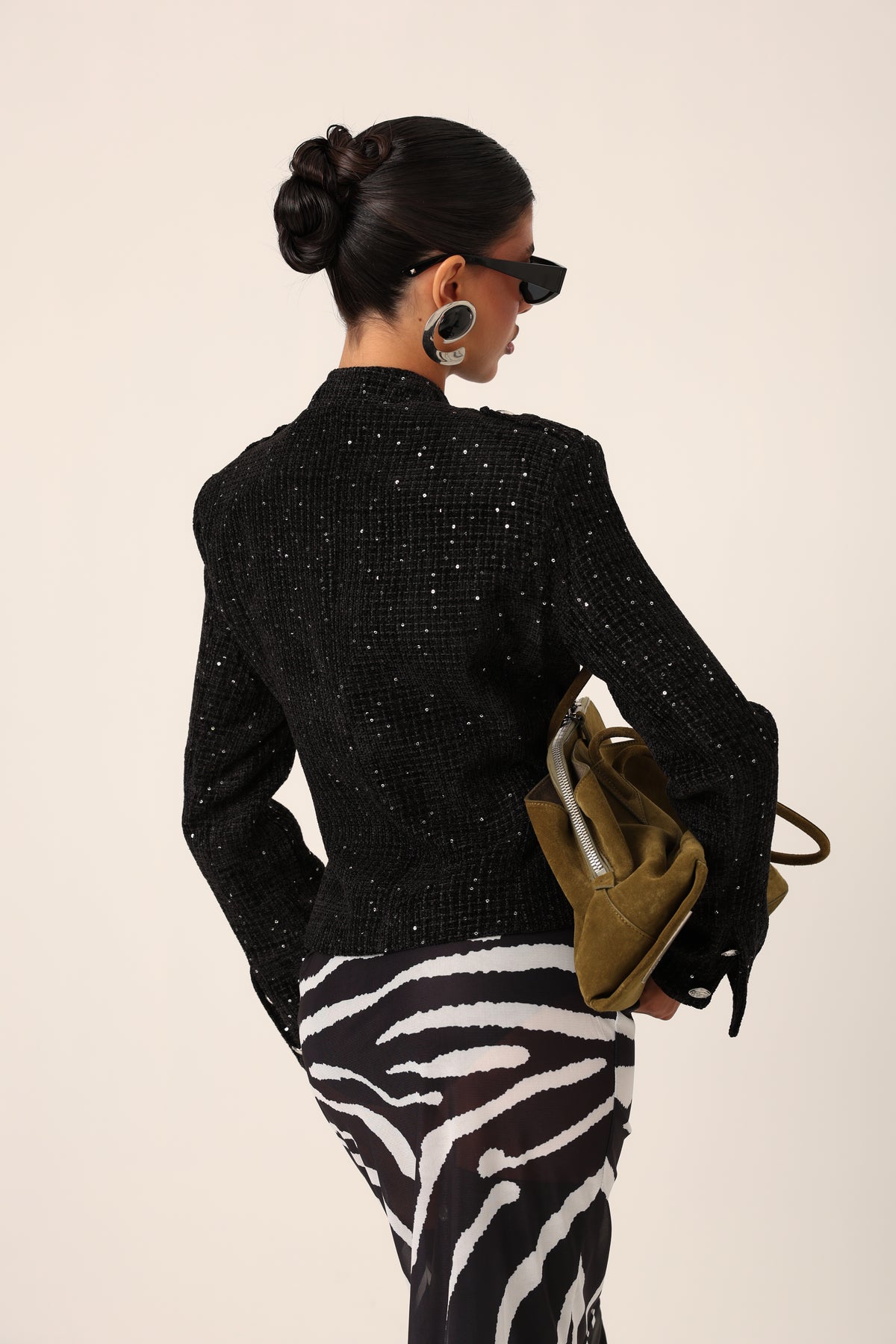 GIACCA TWEED VELLUTO AZURENE NERA
