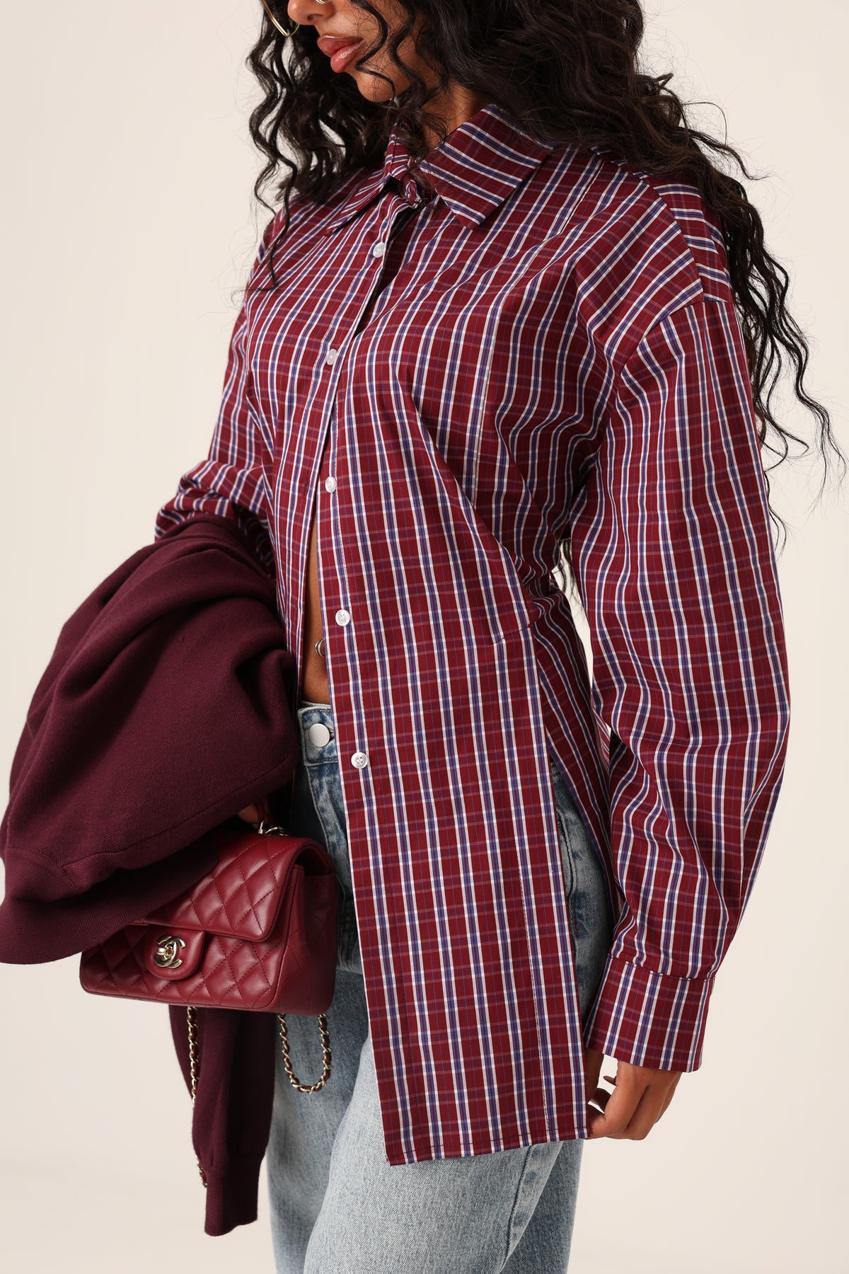 CAMICIA QUADRETTI NINA BORDEAUX/BLU BY LUMINA