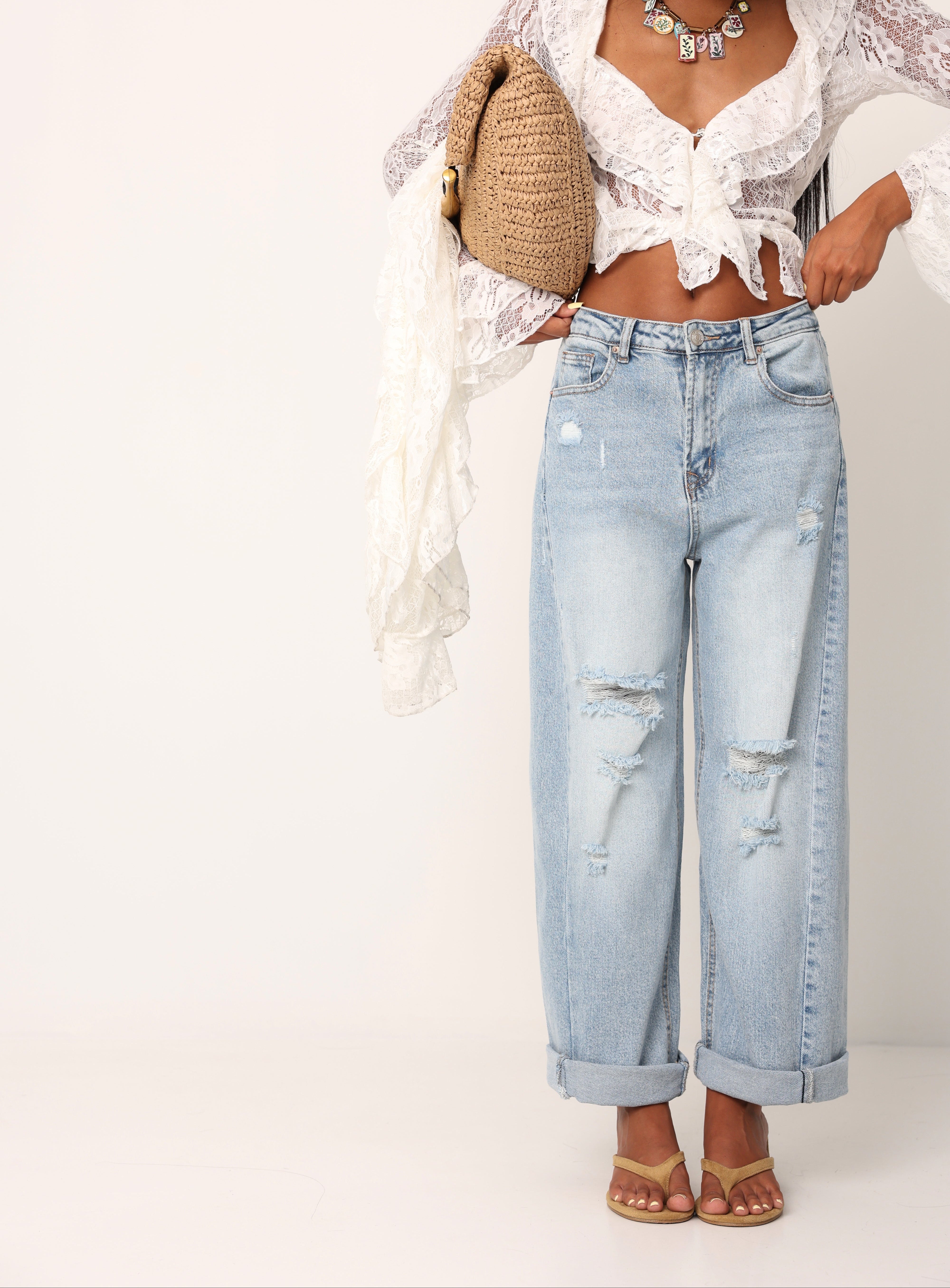 JEANS ROTTURE BABI DENIM CHIARO