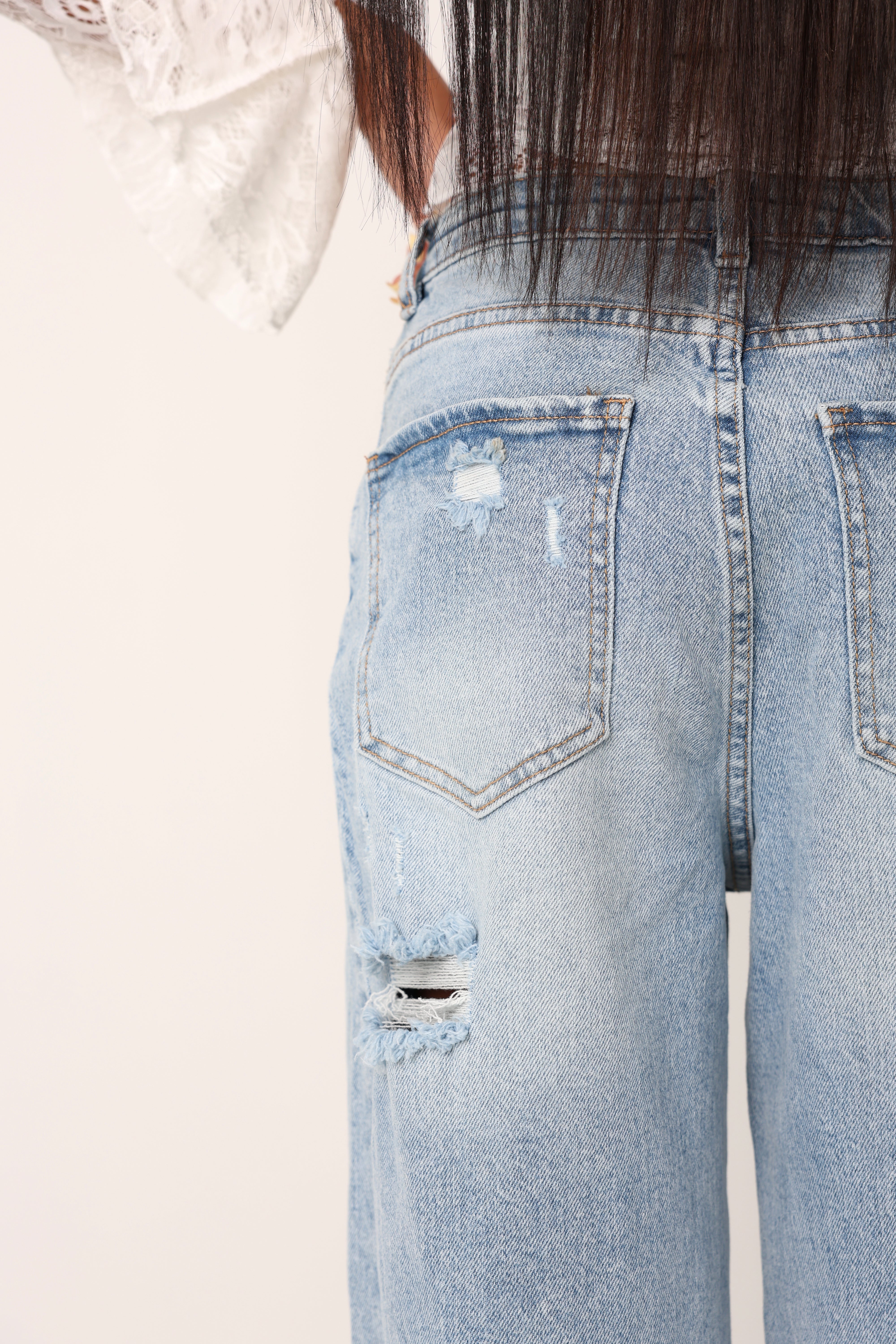 JEANS ROTTURE BABI DENIM CHIARO