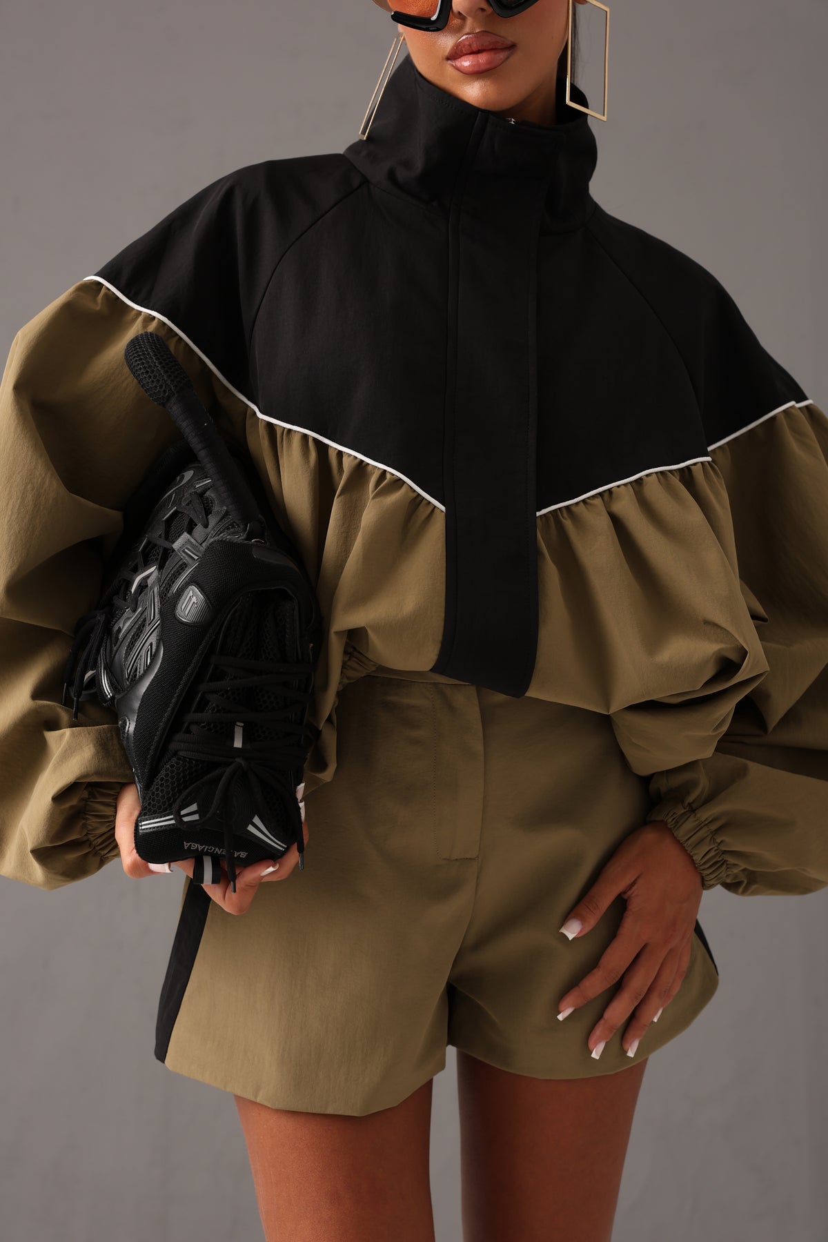 BOMBER DOUBLE COLOR DAYANE VERDE MILITARE/ NERO