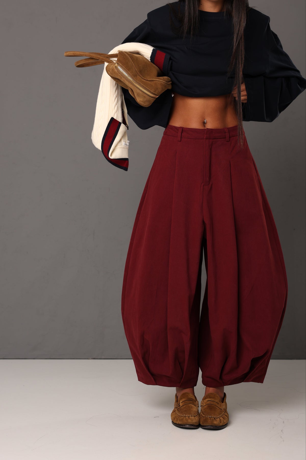 PANTALONI BALLOON PINCES MARIANNE BORDEAUX