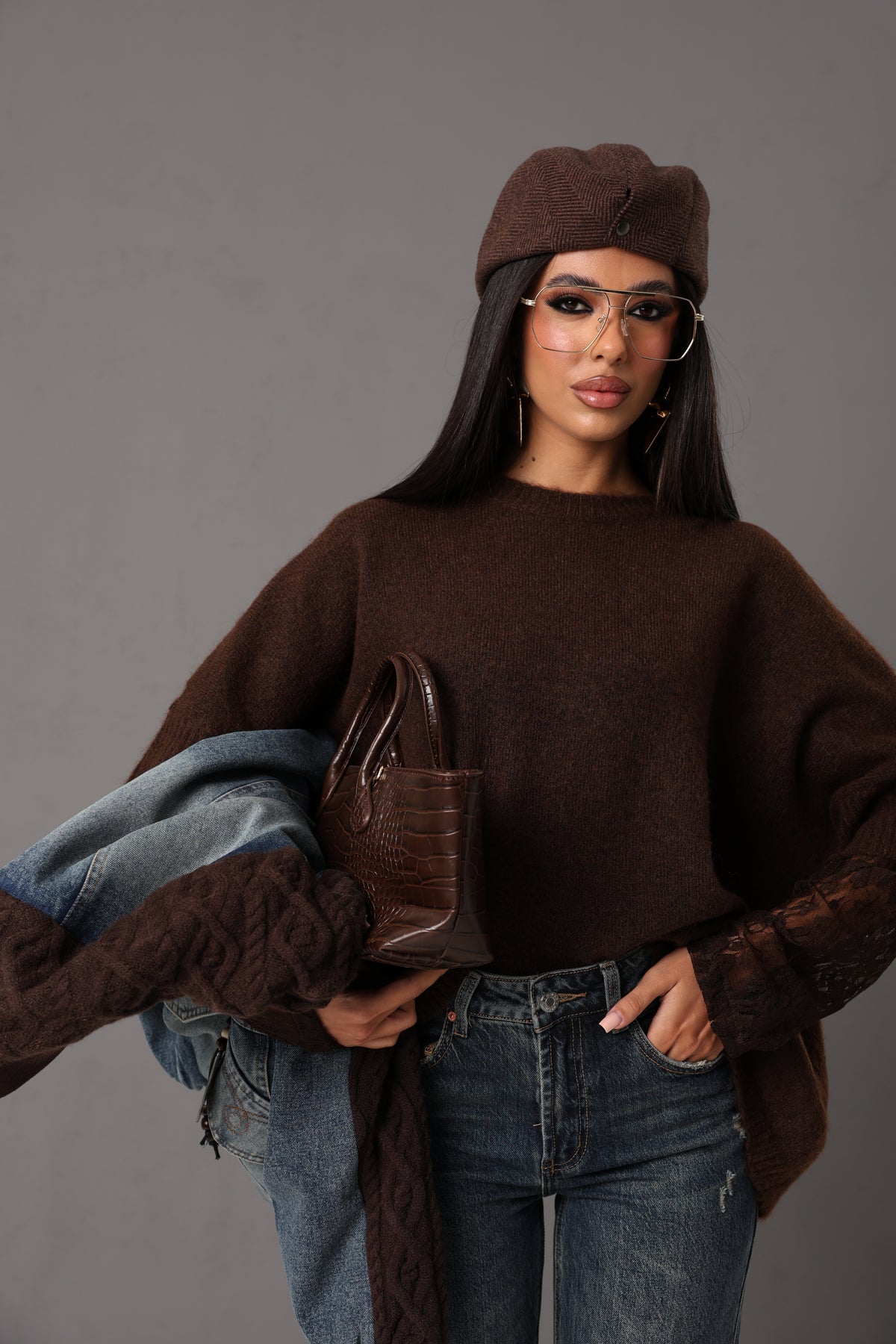 PULL MERLETTO SADIE MARRONE
