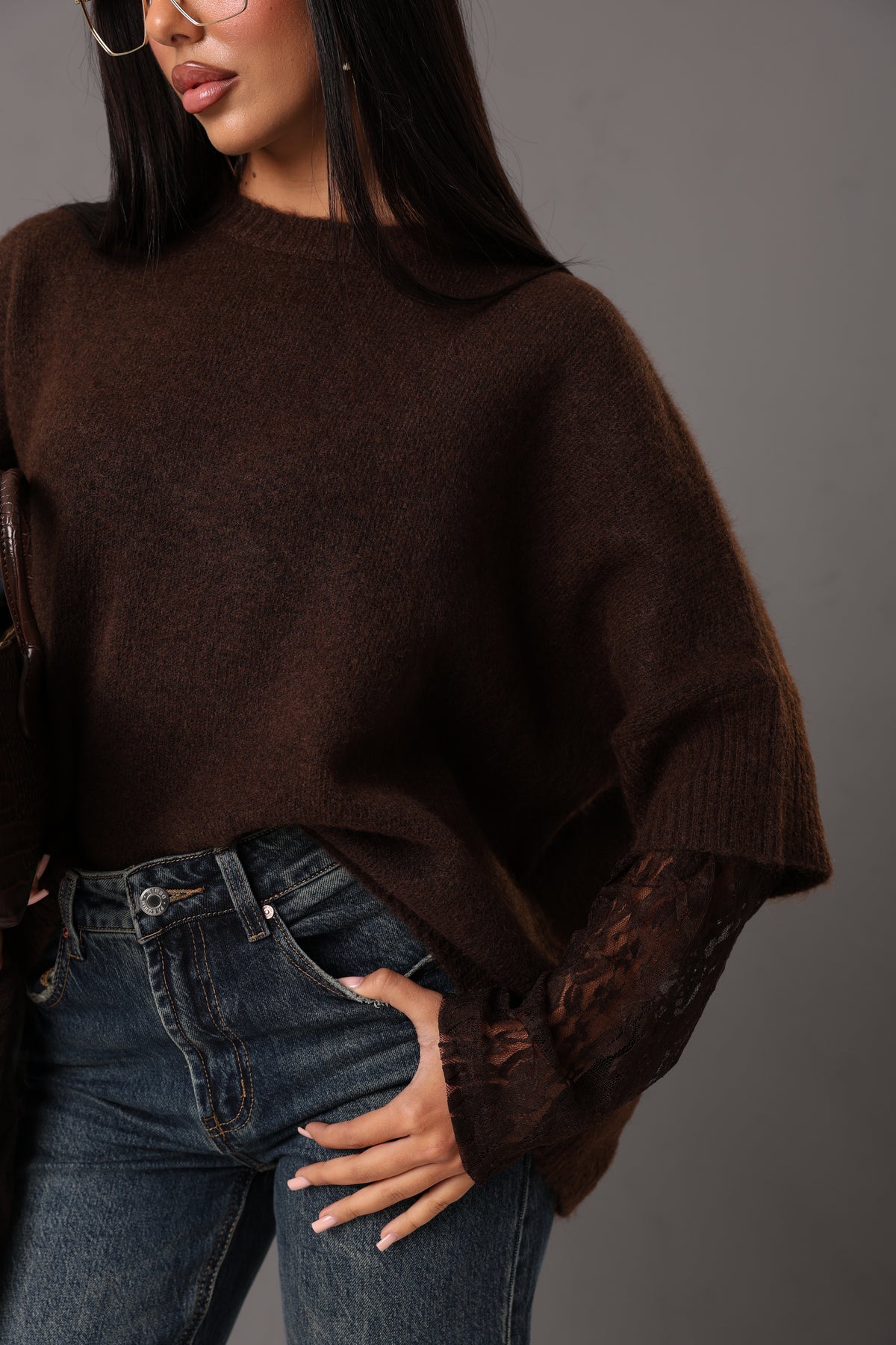 PULL MERLETTO SADIE MARRONE